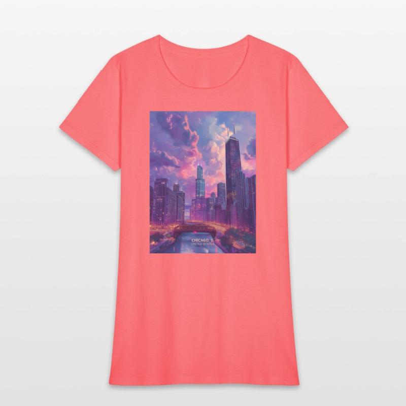 Night in Chicago city