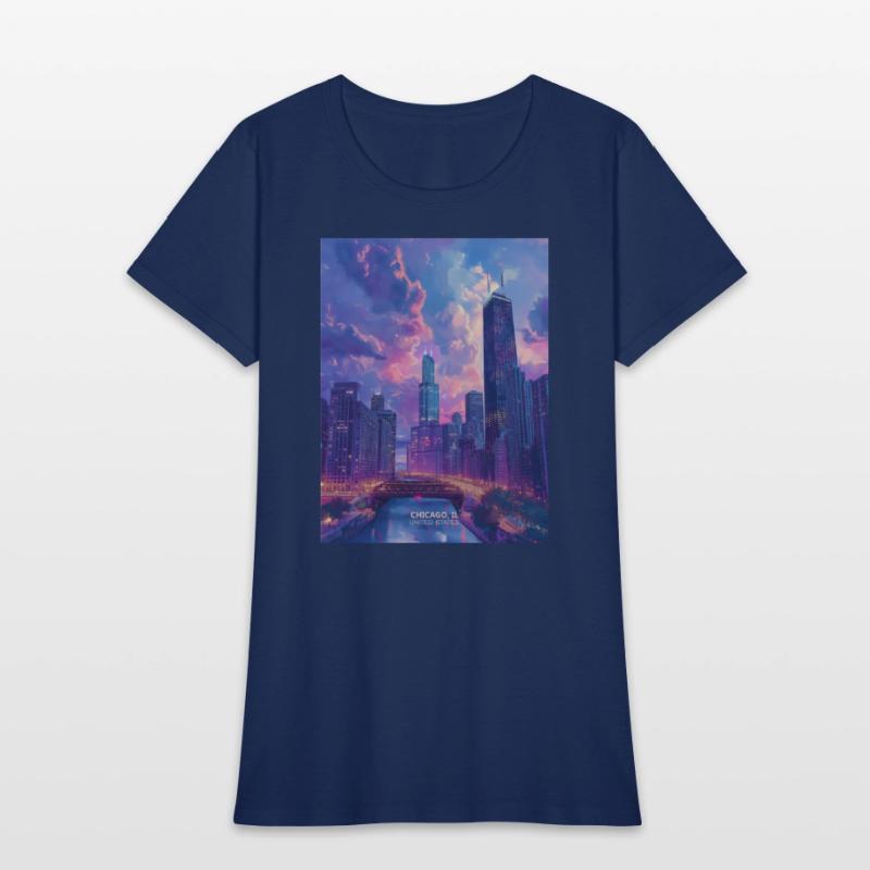 Night in Chicago city