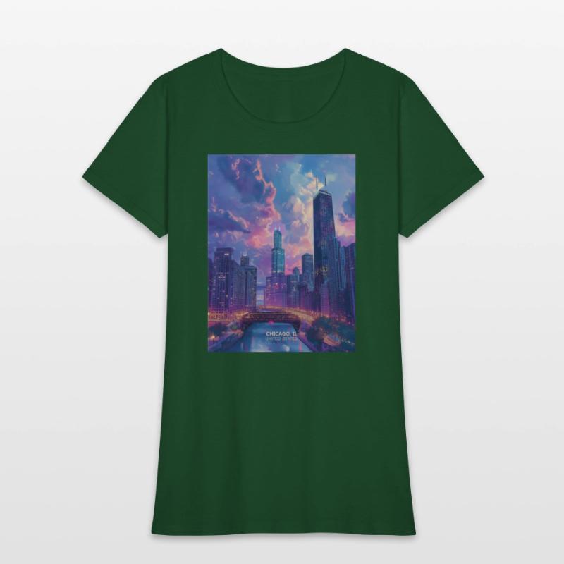 Night in Chicago city