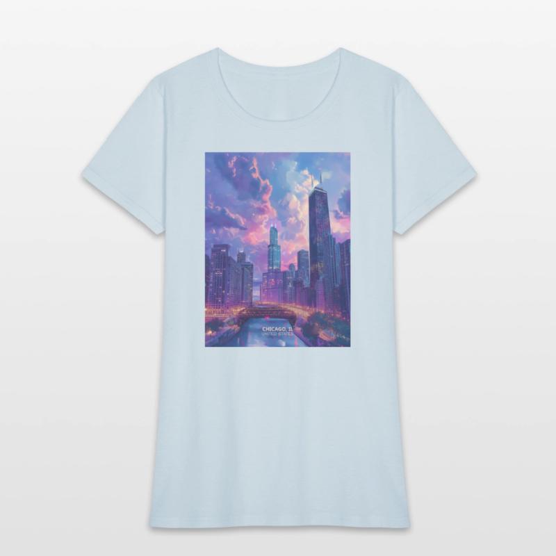 Night in Chicago city