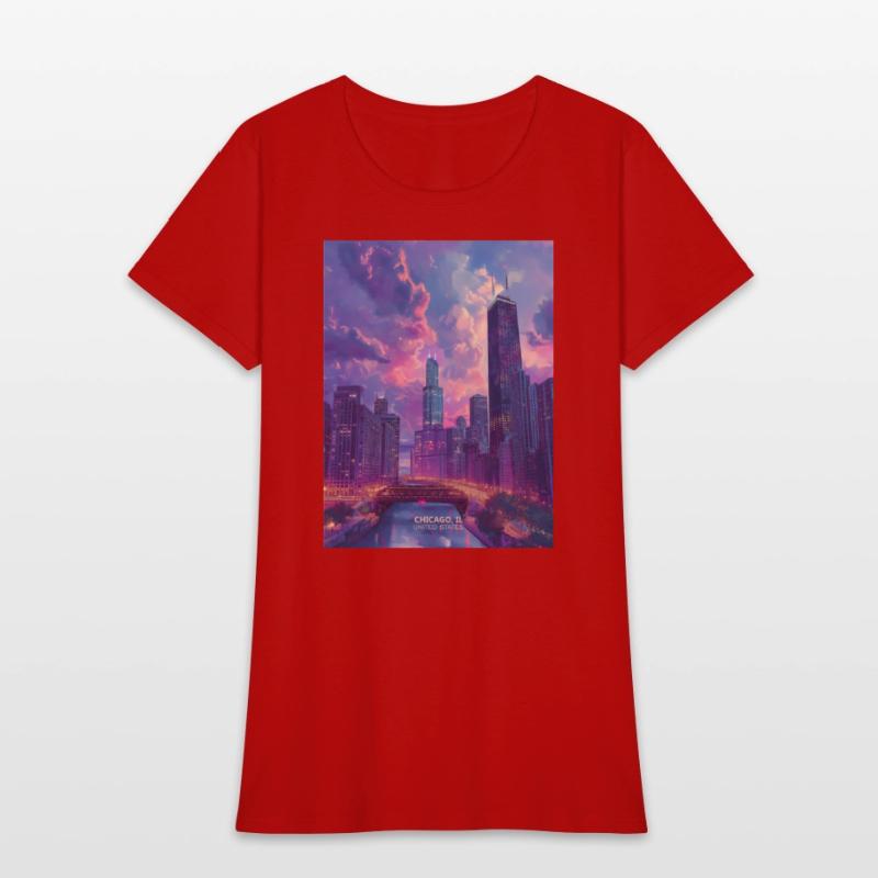 Night in Chicago city