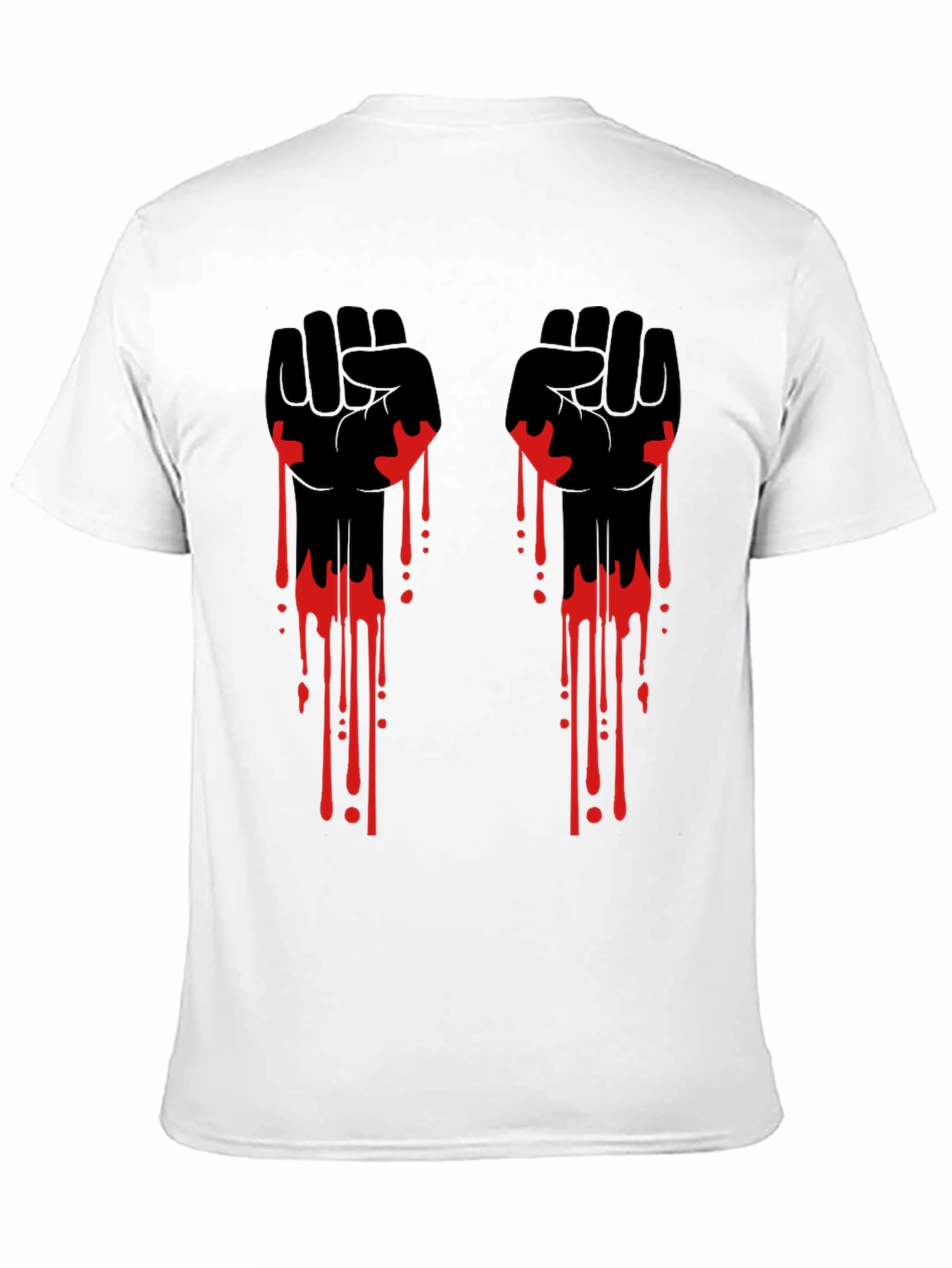 Graphic Black T-Shirt with Red Drip Fist Design