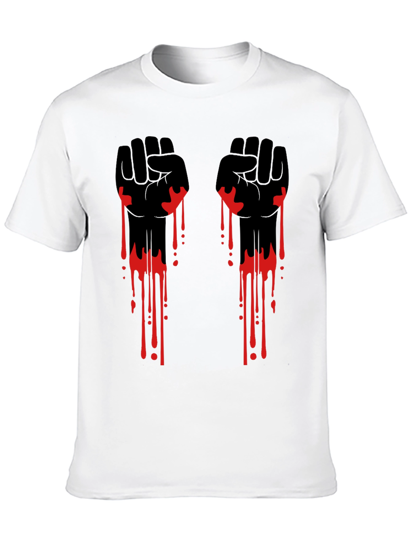 Graphic Black T-Shirt with Red Drip Fist Design