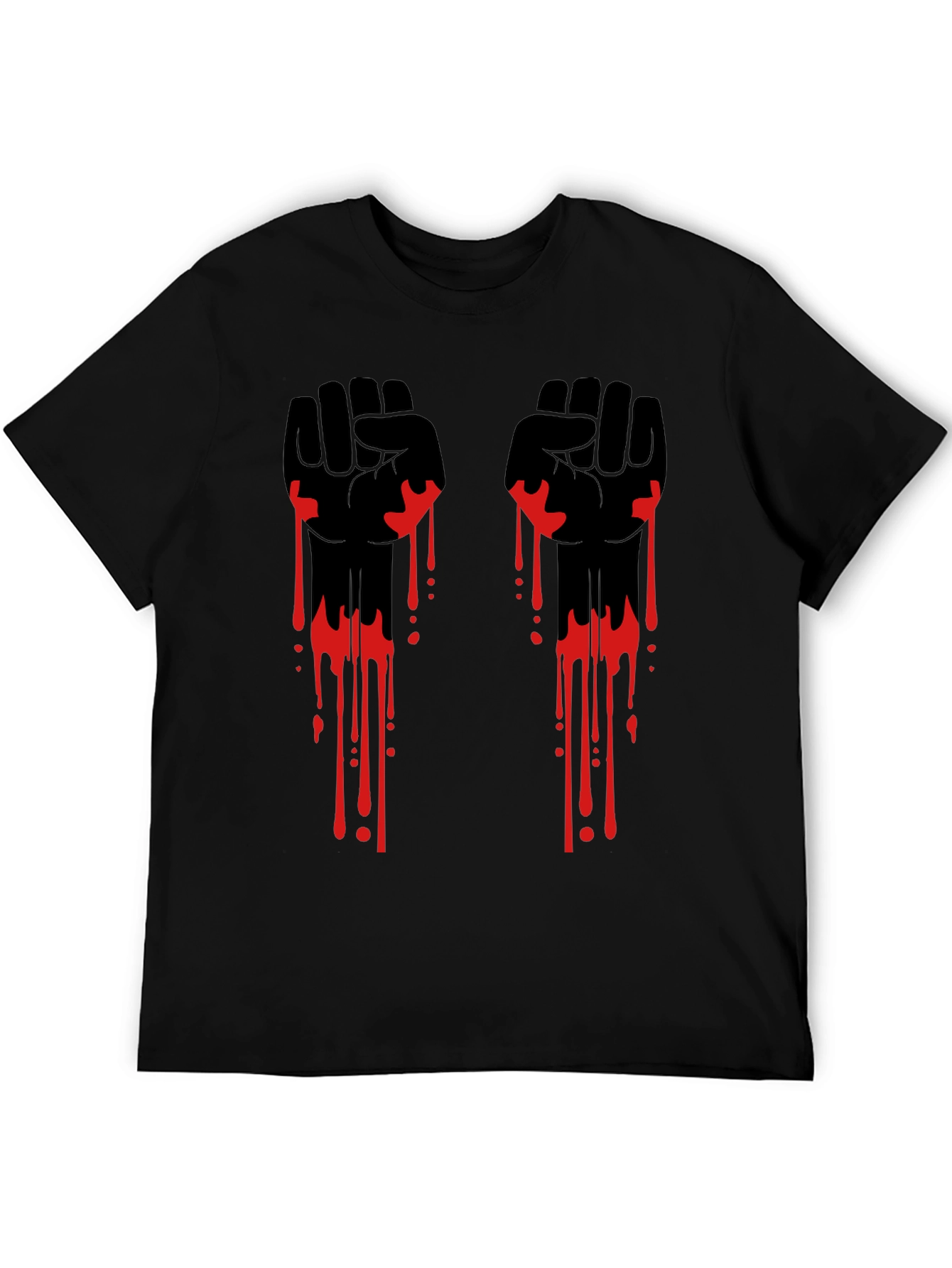 Graphic Black T-Shirt with Red Drip Fist Design