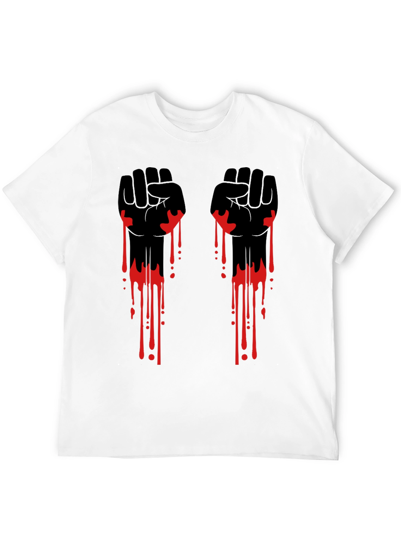 Graphic Black T-Shirt with Red Drip Fist Design