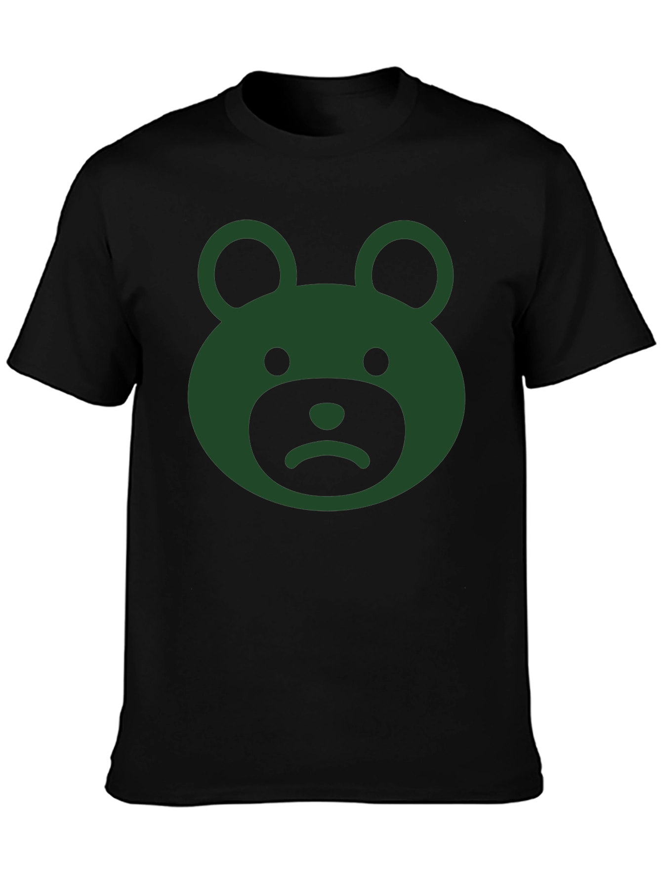 Sad Bear Graphic Tee - Black Cotton Casual Wear
