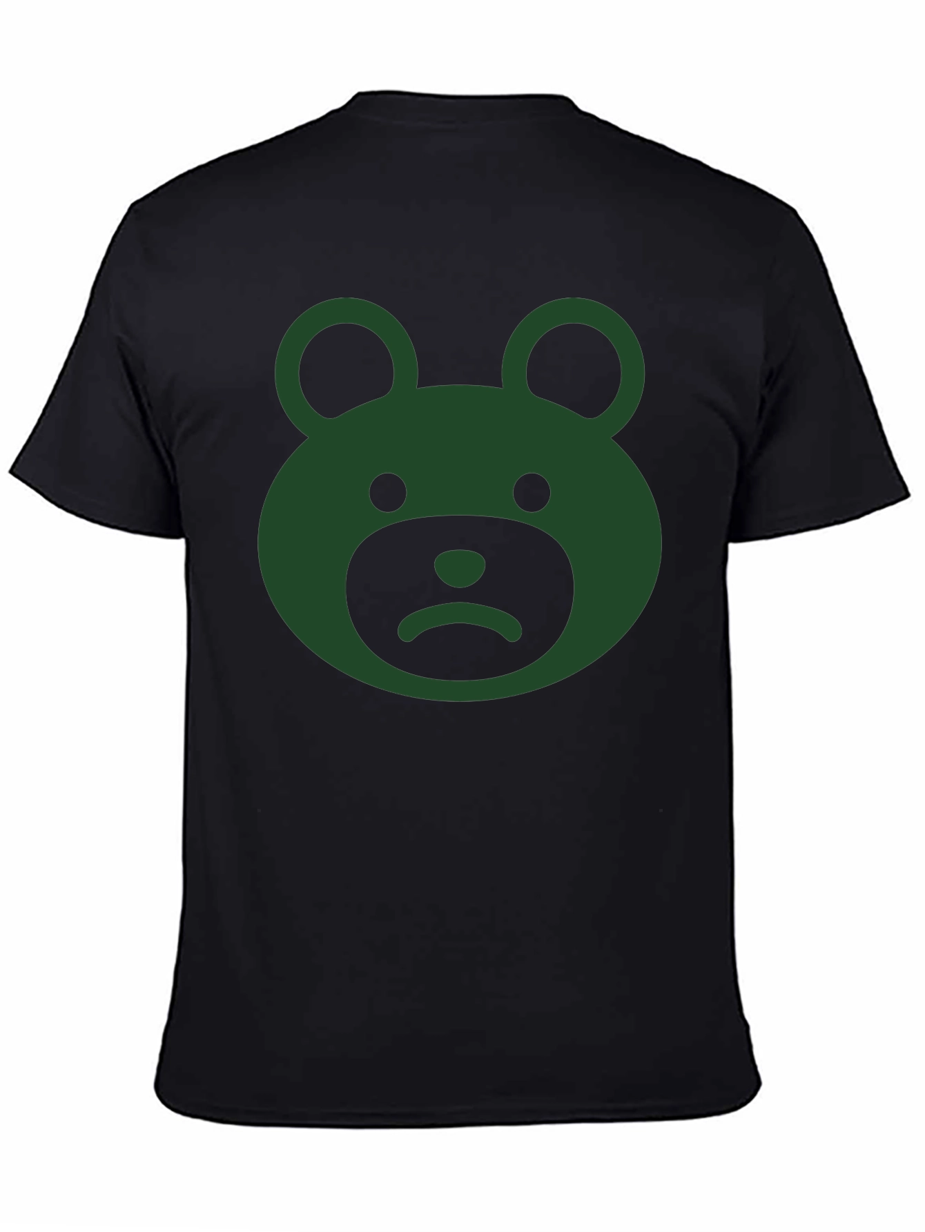 Sad Bear Graphic Tee - Black Cotton Casual Wear