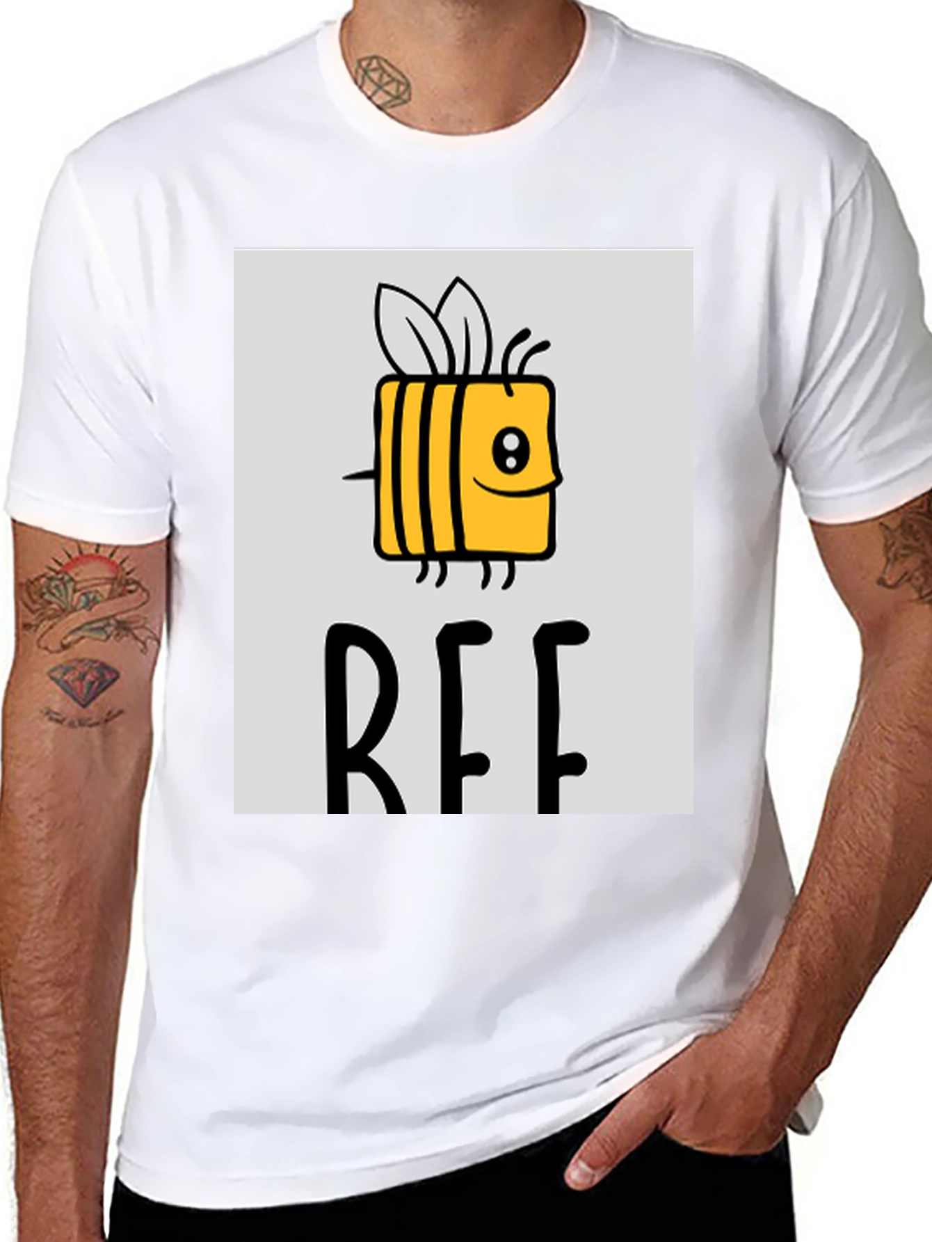 Cute Bee Graphic Tee - Black