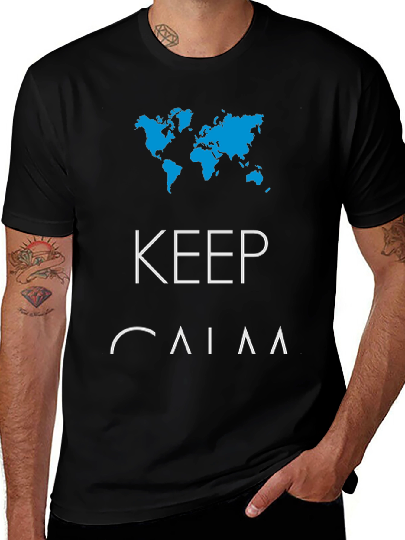 Keep Calm & Travel Mens Graphic Tee - Black