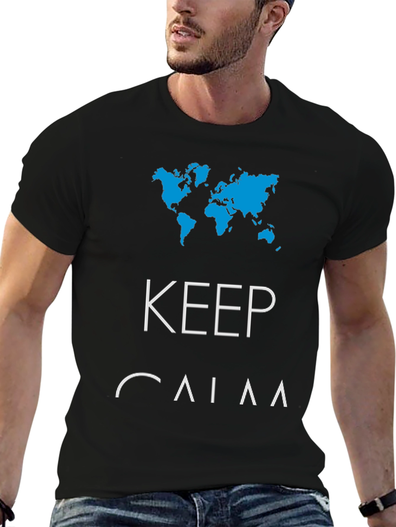 Keep Calm & Travel Mens Graphic Tee - Black