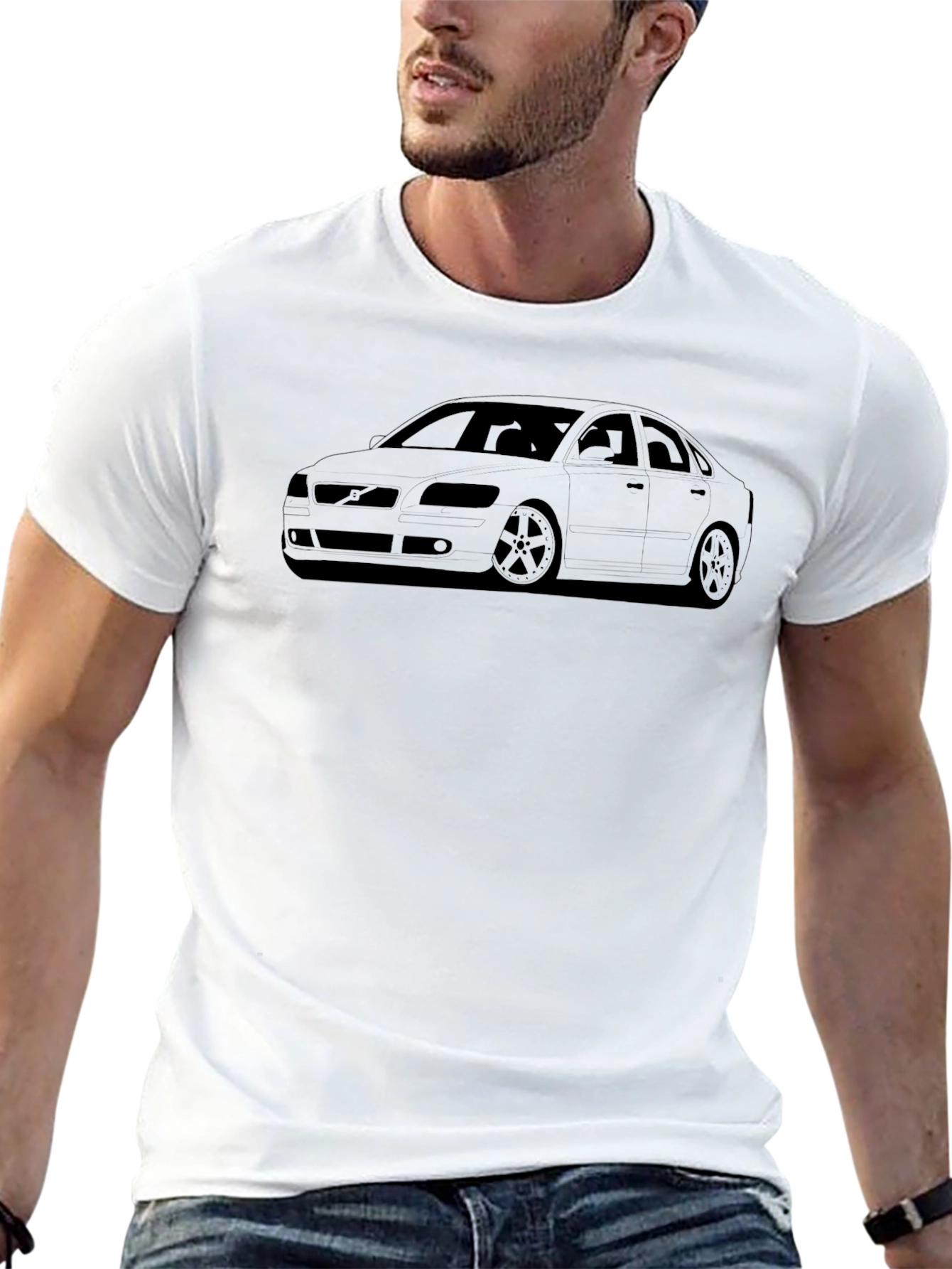 Modern Car Outline Black T-Shirt