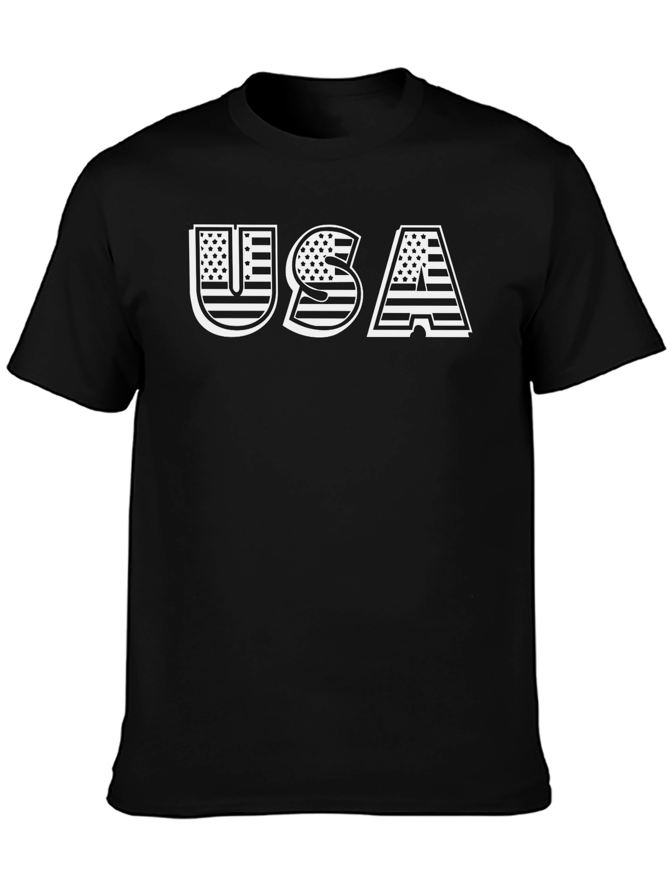 USA Flag Graphic Print Black T-Shirt