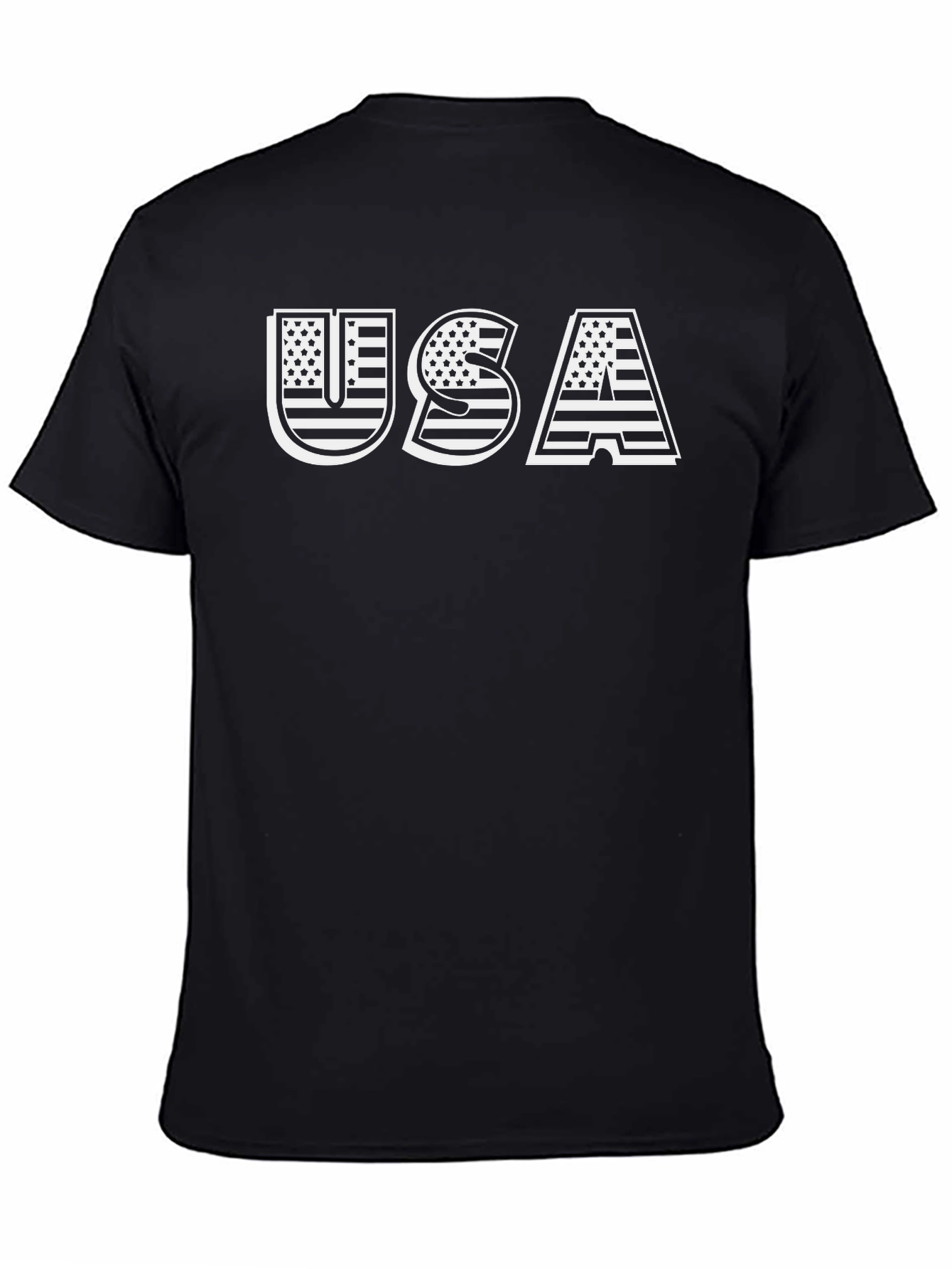USA Flag Graphic Print Black T-Shirt