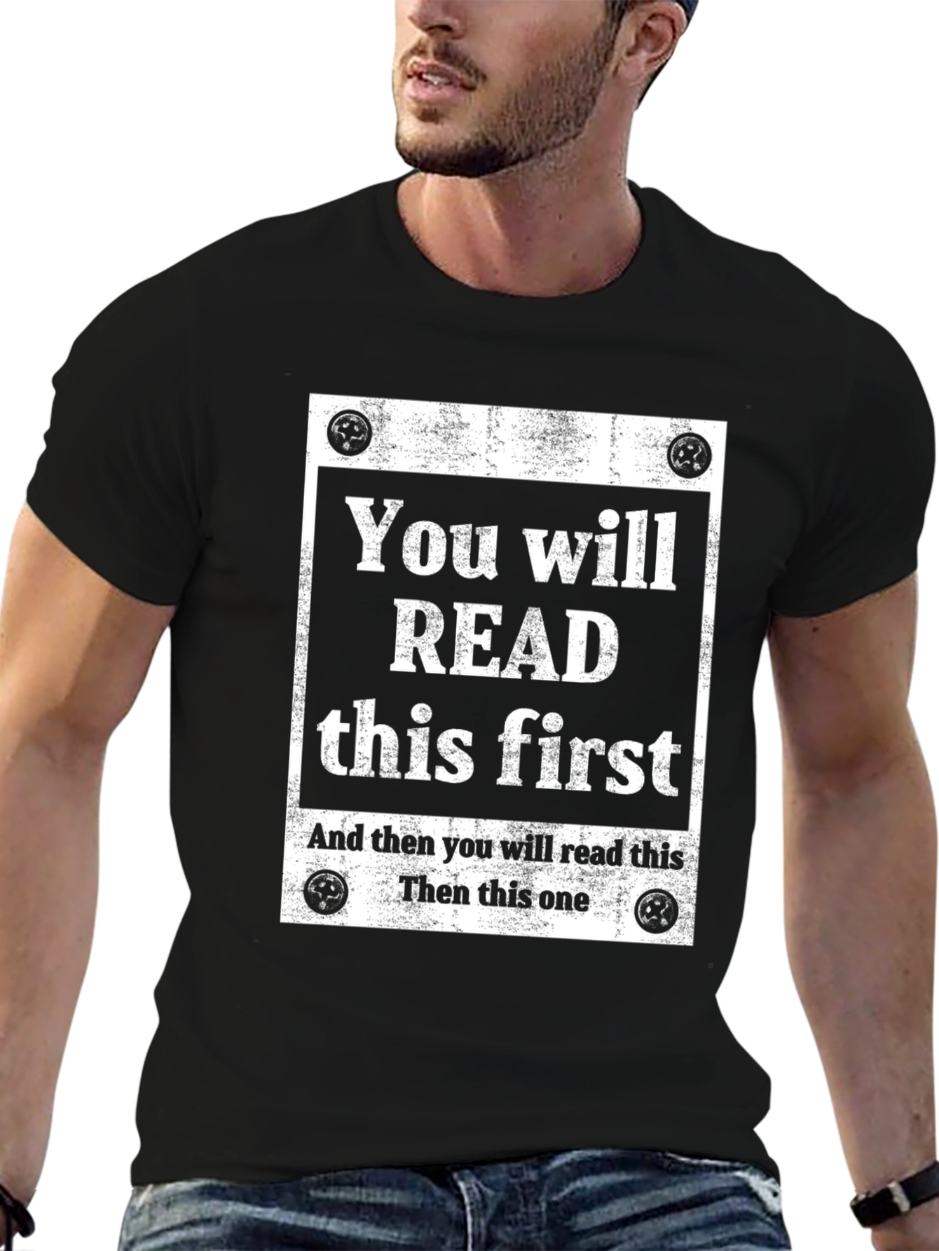 Humorous Read This First Graphic Print Tee