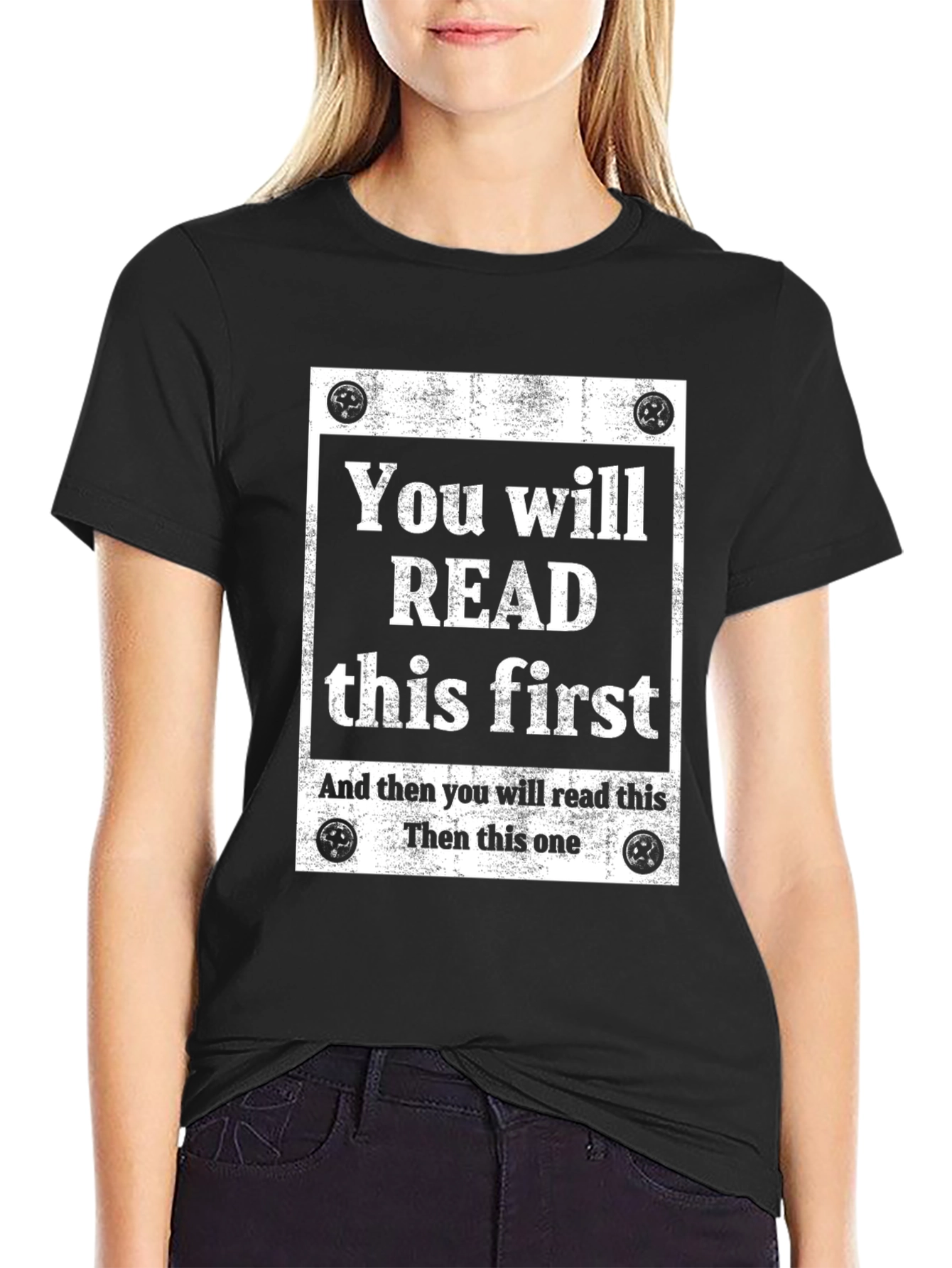 Humorous Read This First Graphic Print Tee