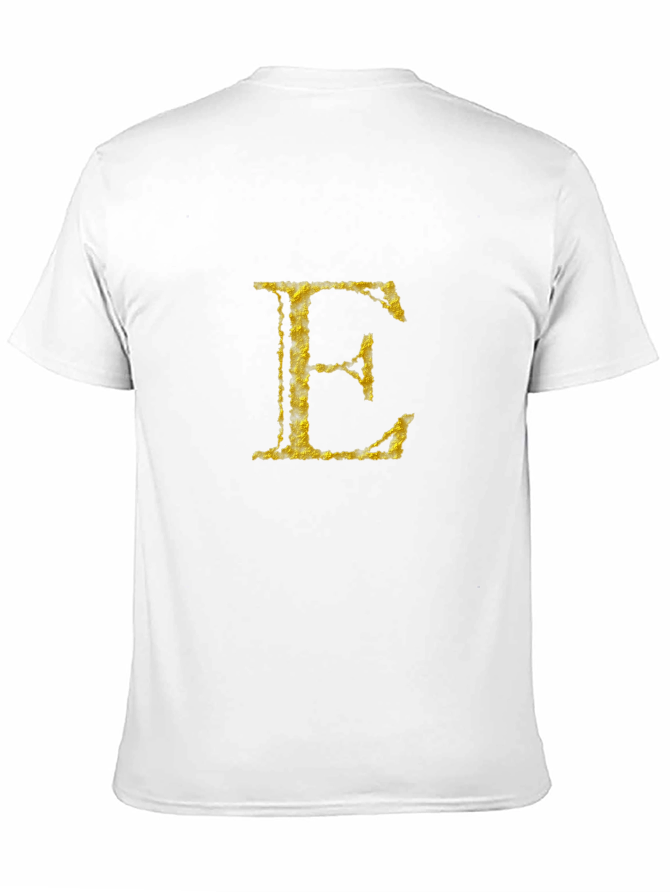 Golden Letter E on Black T-Shirt