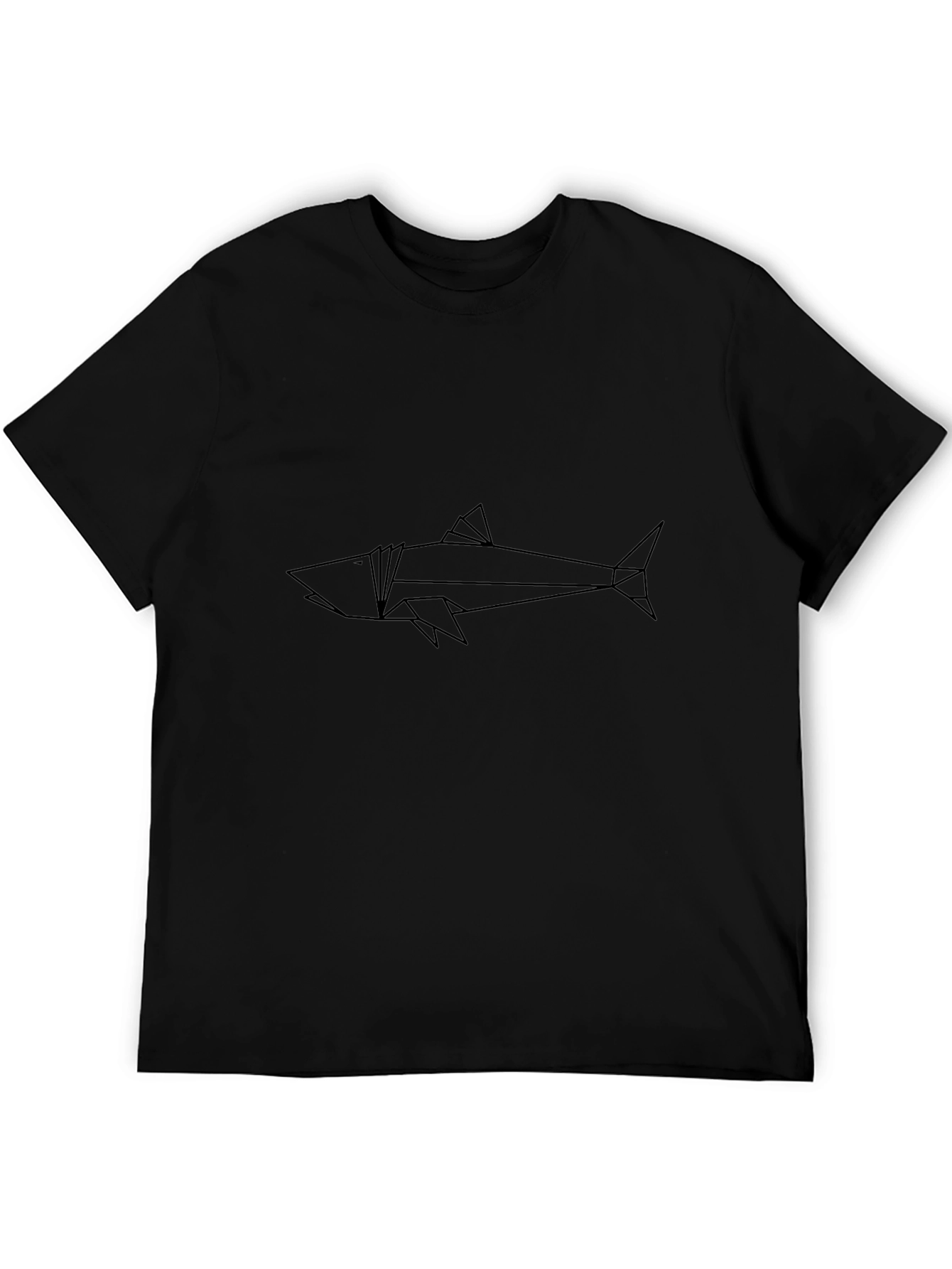 Geometric Shark T-Shirt - Modern Line Art