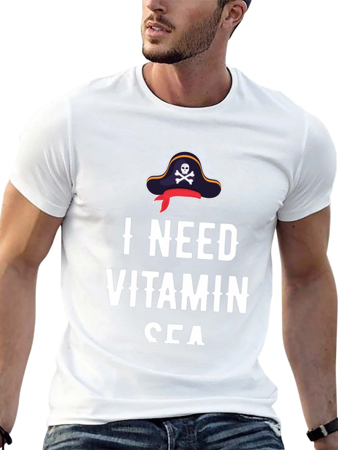 I Need Vitamin Sea T-Shirt - Pirate Hat Design