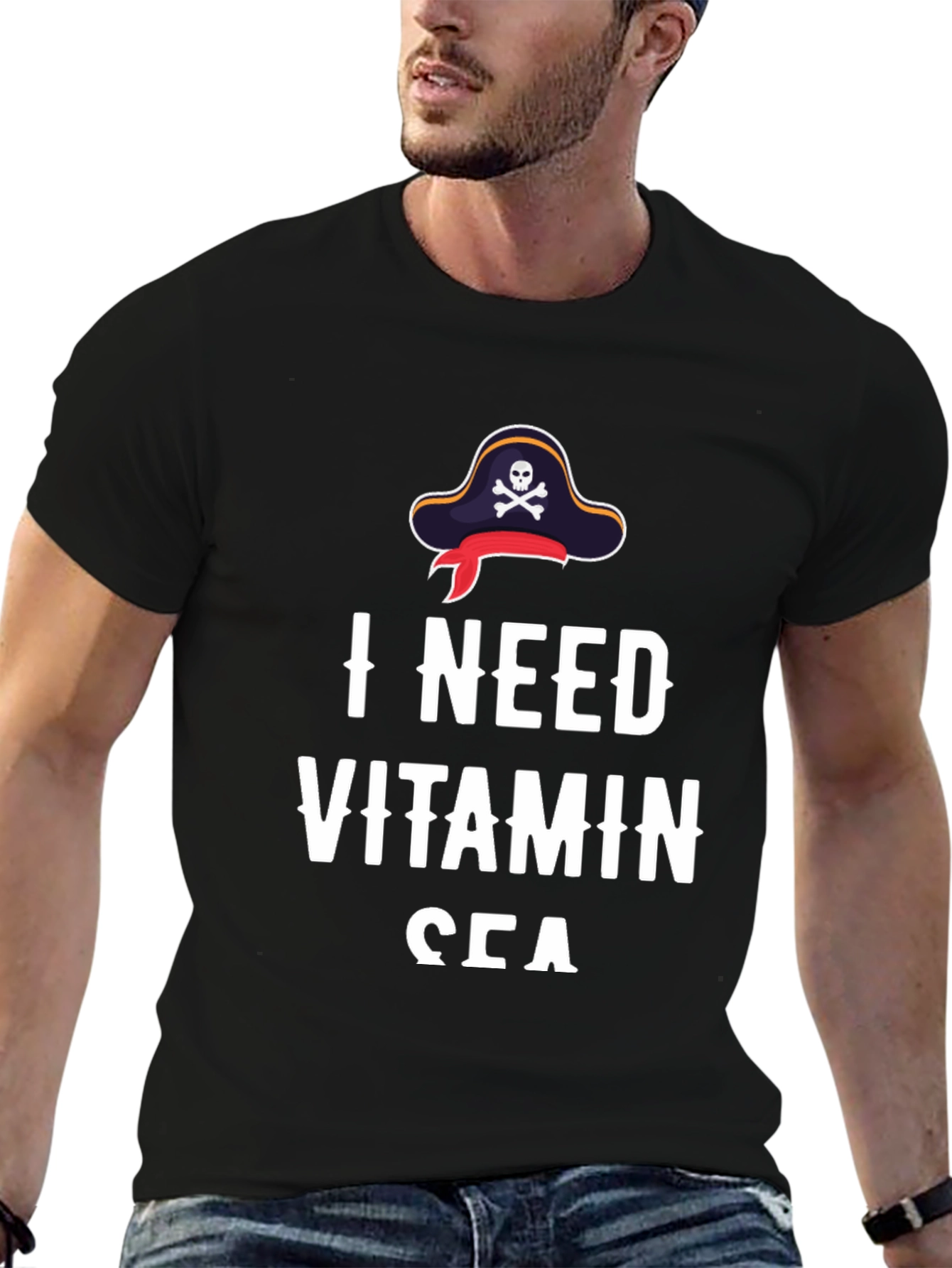 I Need Vitamin Sea T-Shirt - Pirate Hat Design