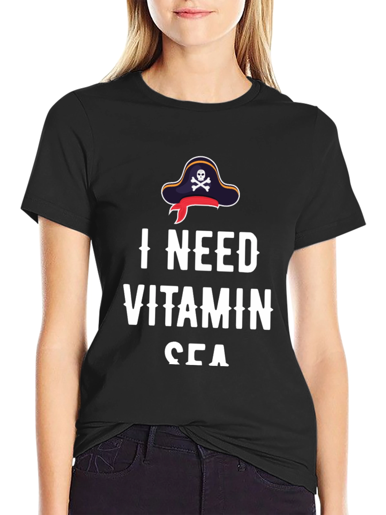 I Need Vitamin Sea T-Shirt - Pirate Hat Design