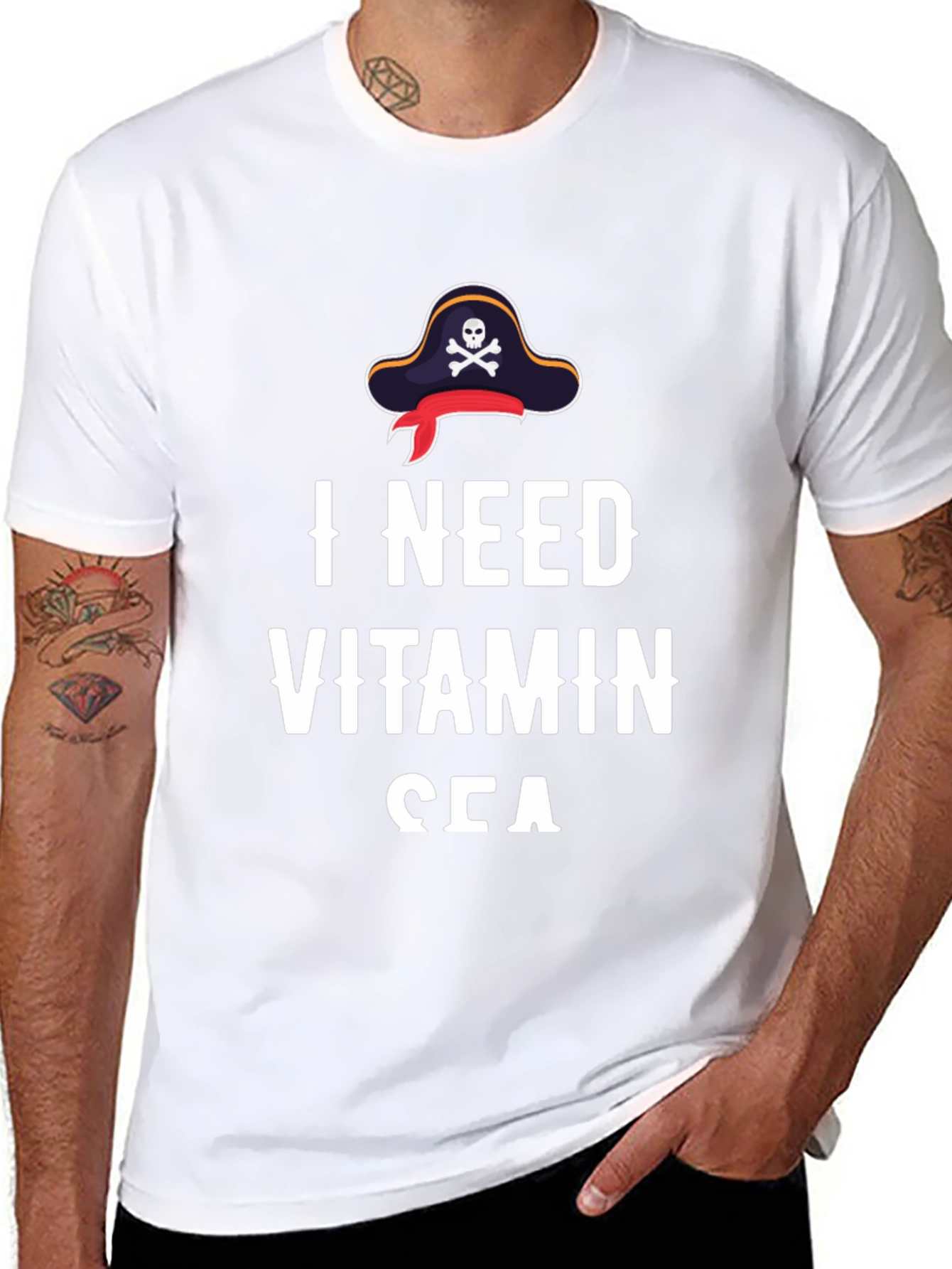 I Need Vitamin Sea T-Shirt - Pirate Hat Design