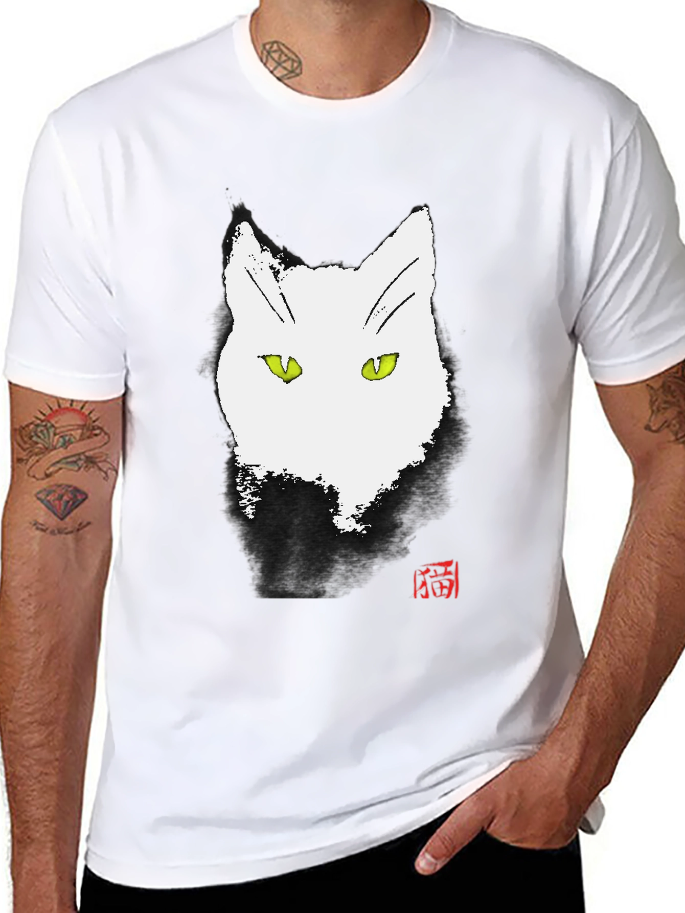 Ink Cat Graphic Tee - Unique Artistic Design