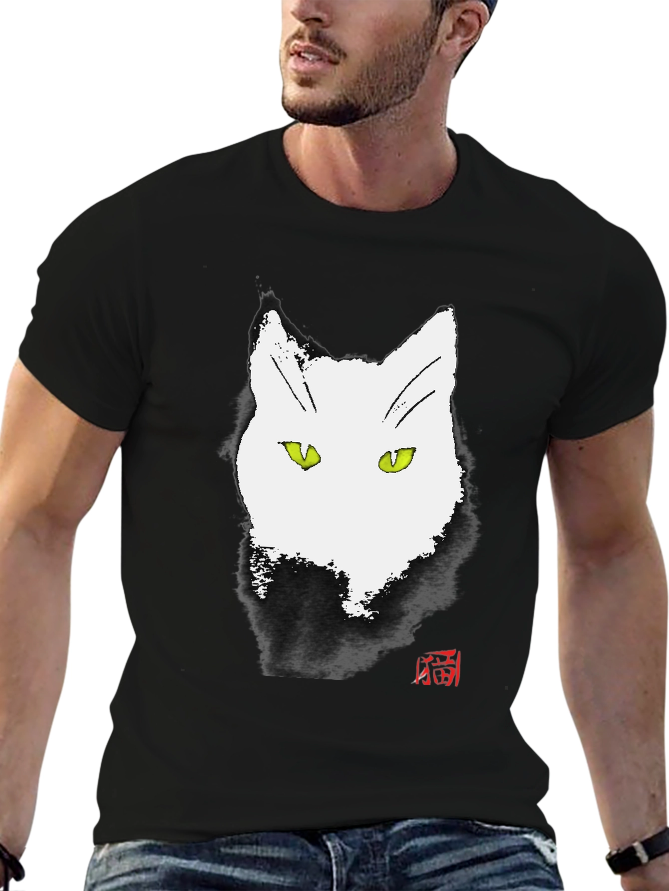Ink Cat Graphic Tee - Unique Artistic Design