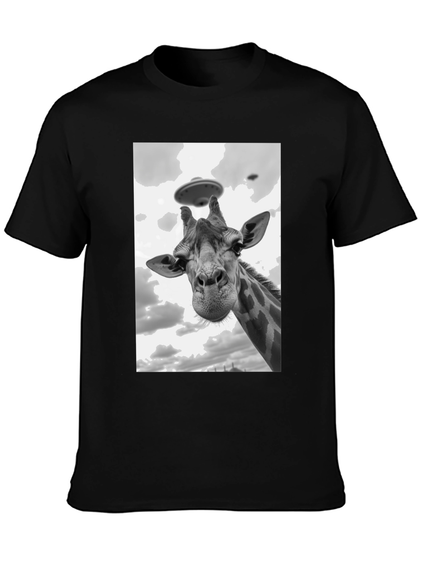 Giraffe Abduction T-Shirt: Quirky UFO Tee