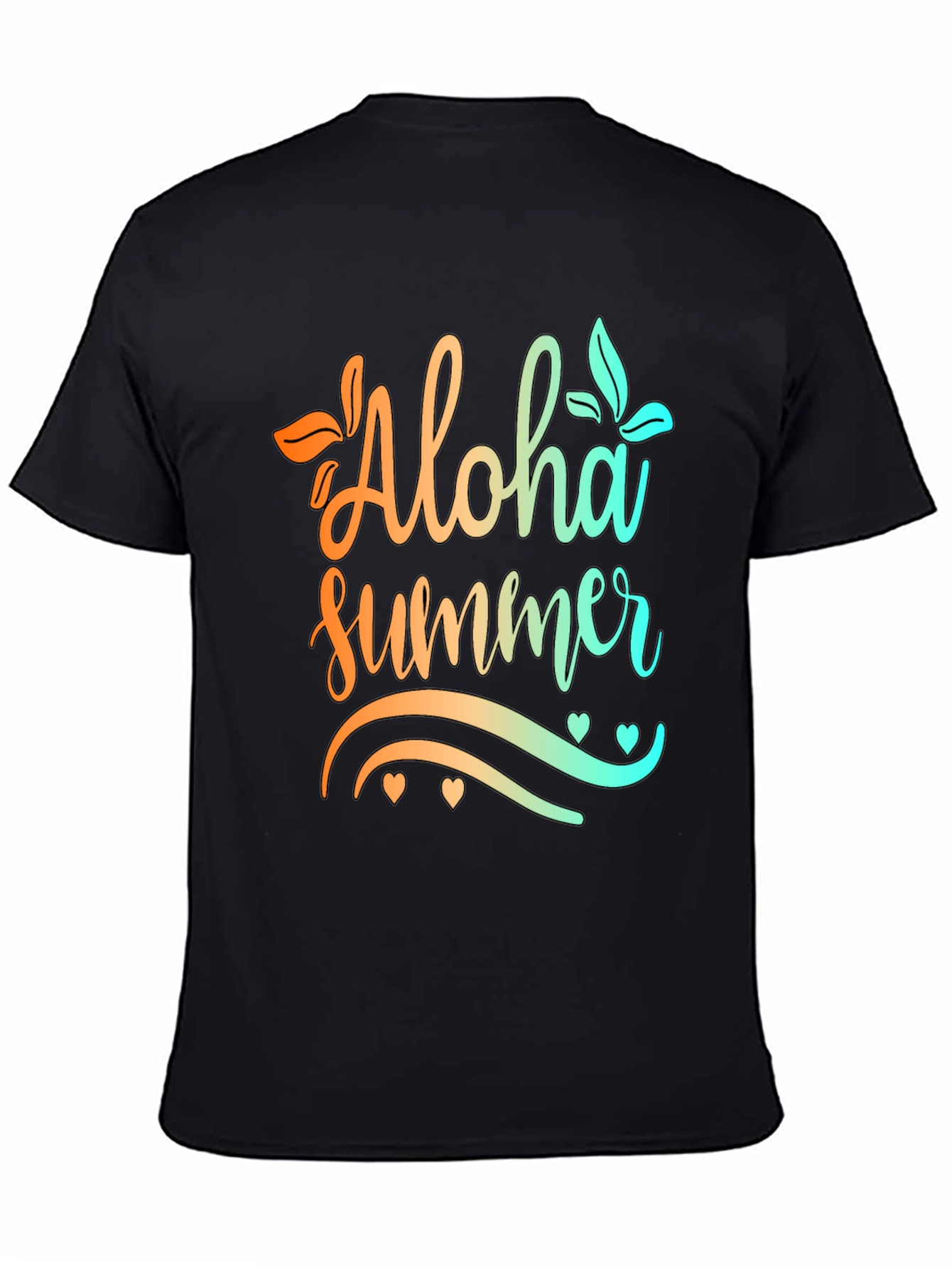 Aloha Summer Graphic Print Black T-Shirt