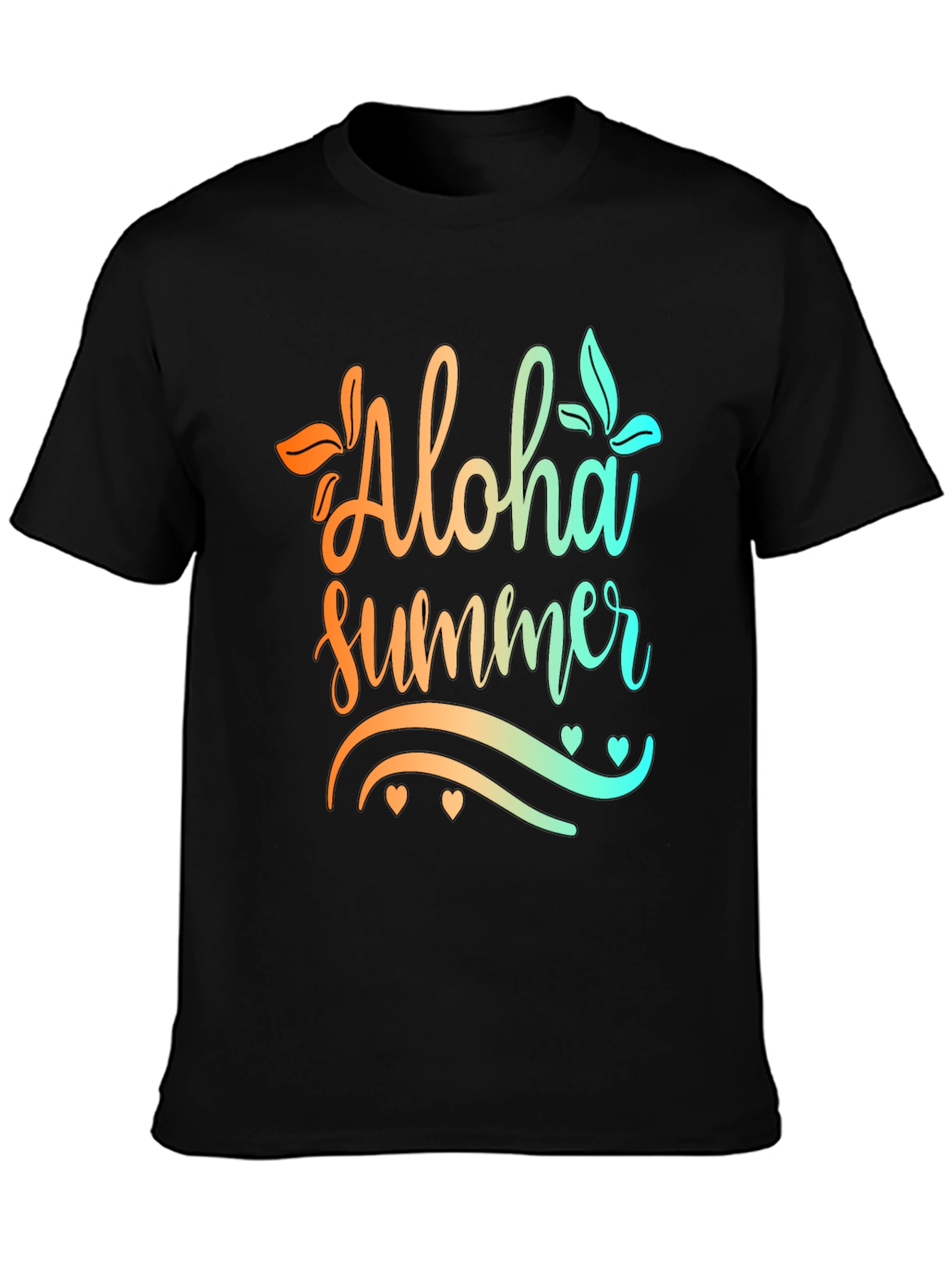 Aloha Summer Graphic Print Black T-Shirt
