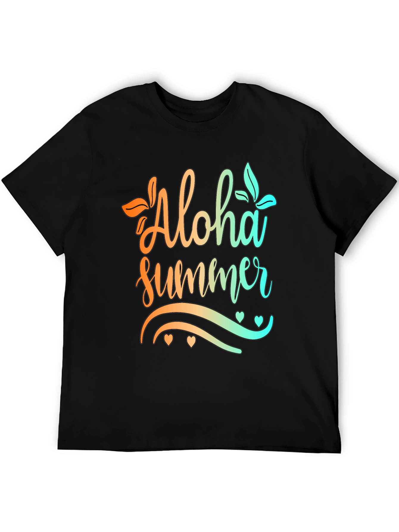 Aloha Summer Graphic Print Black T-Shirt