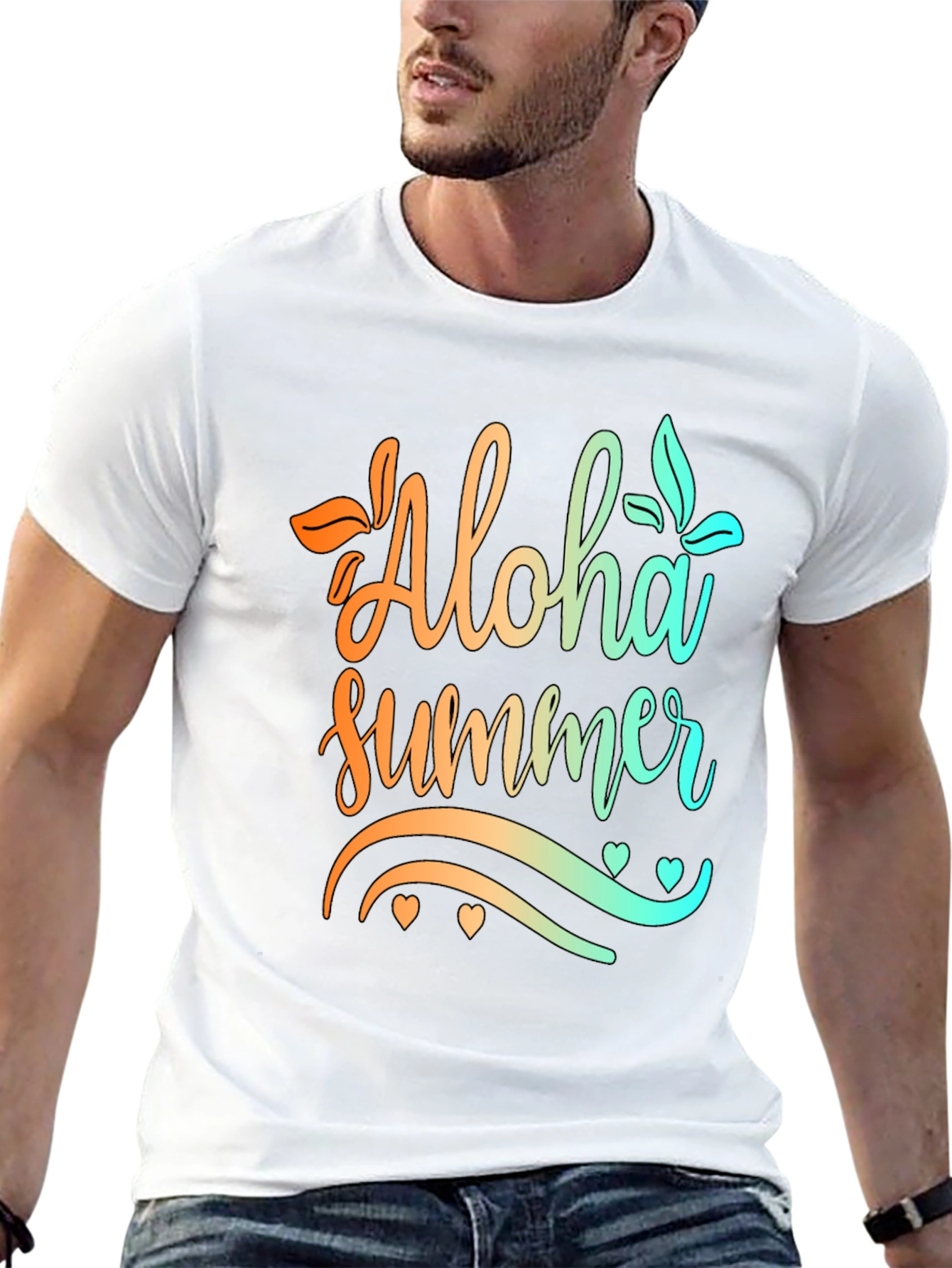 Aloha Summer Graphic Print Black T-Shirt