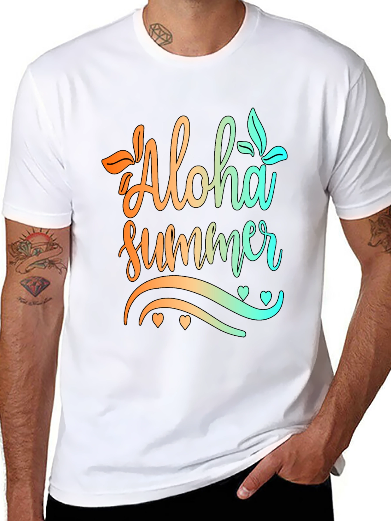 Aloha Summer Graphic Print Black T-Shirt