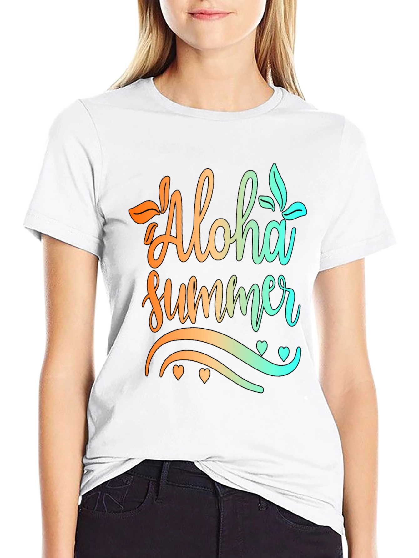 Aloha Summer Graphic Print Black T-Shirt