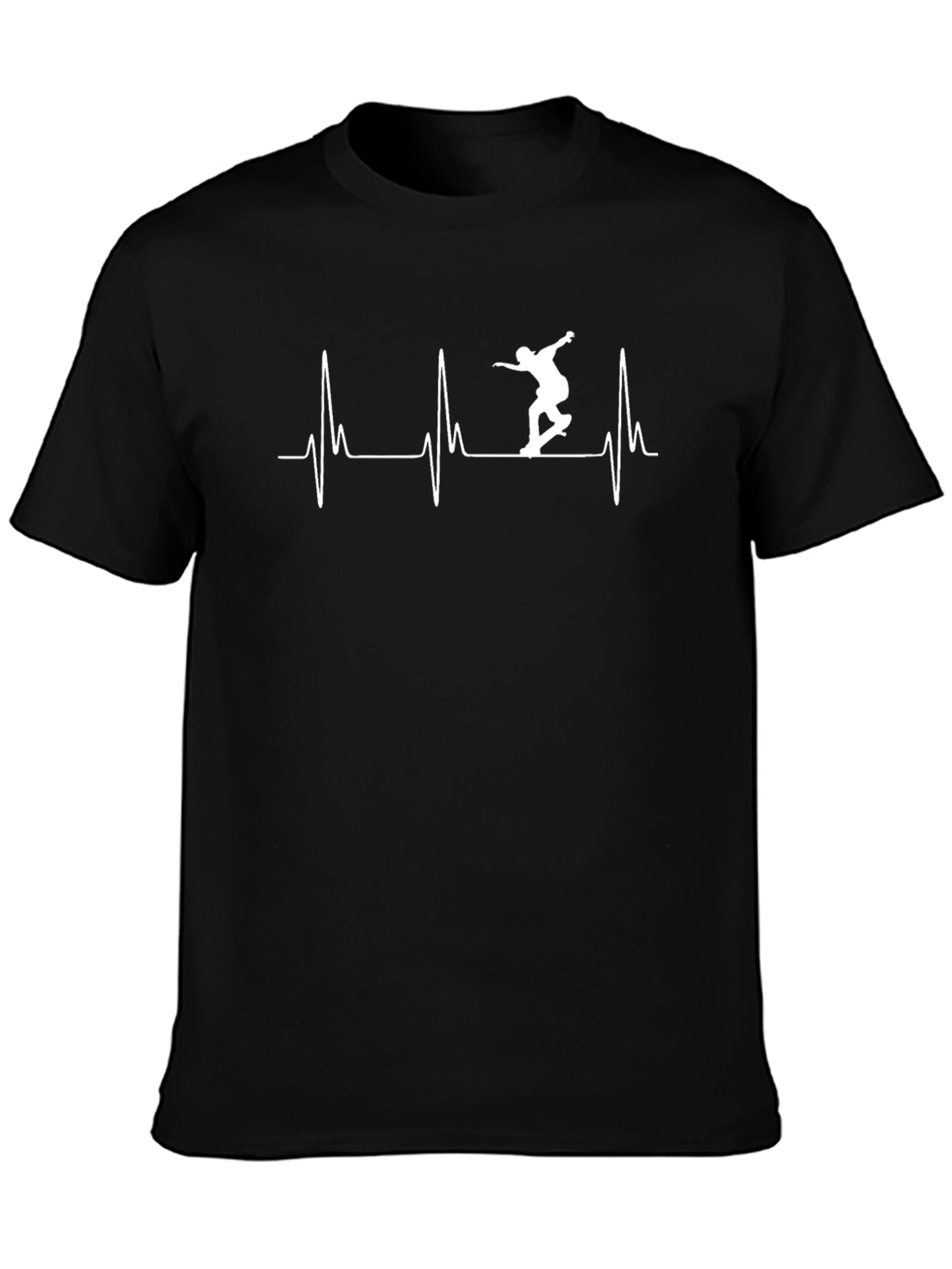 Skateboard Heartbeat T-Shirt - Black Graphic Tee