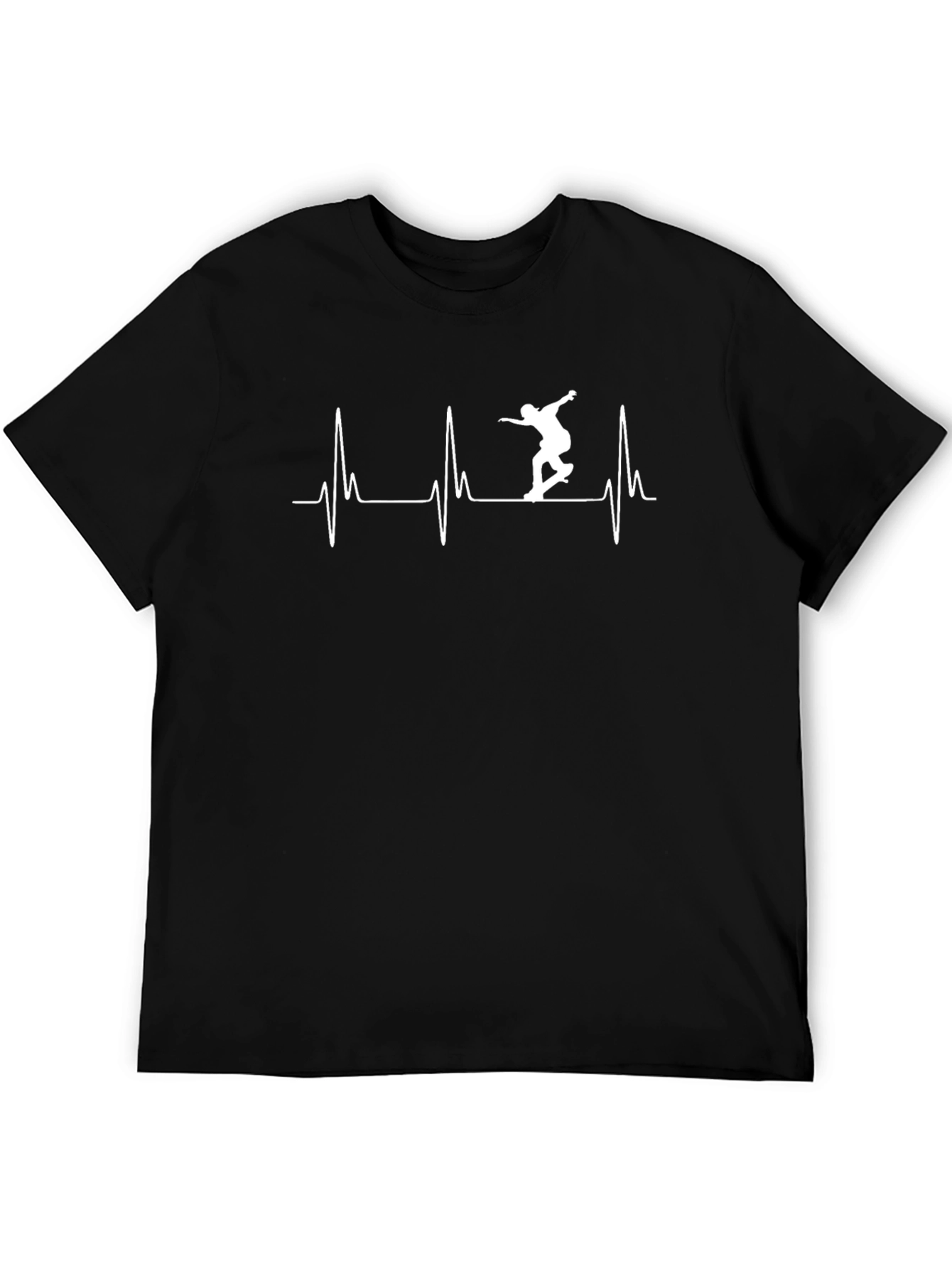 Skateboard Heartbeat T-Shirt - Black Graphic Tee