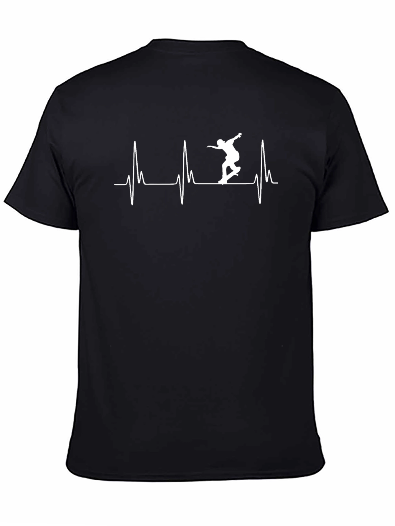 Skateboard Heartbeat T-Shirt - Black Graphic Tee