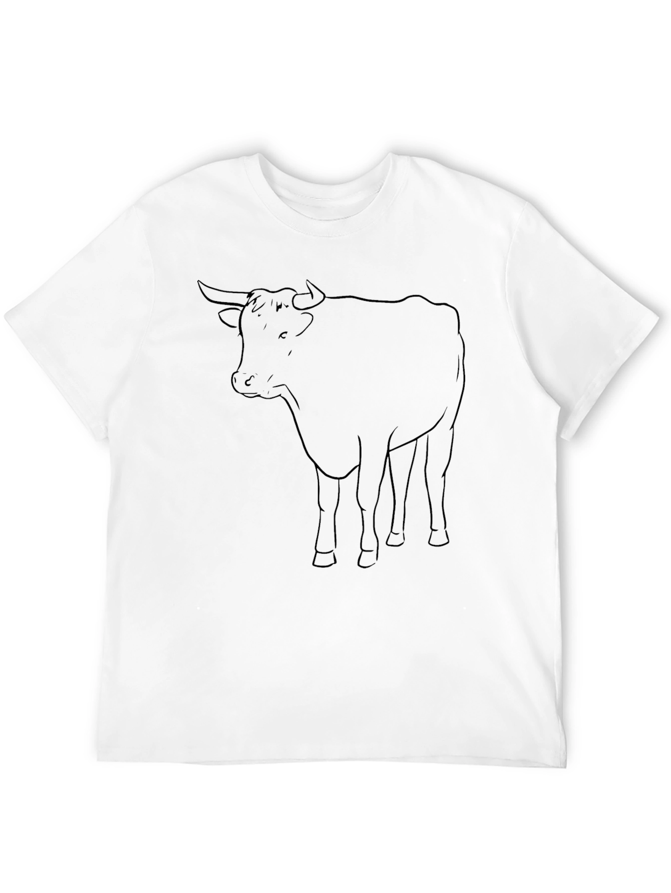 Black Bull Outline Graphic Tee - Casual Style