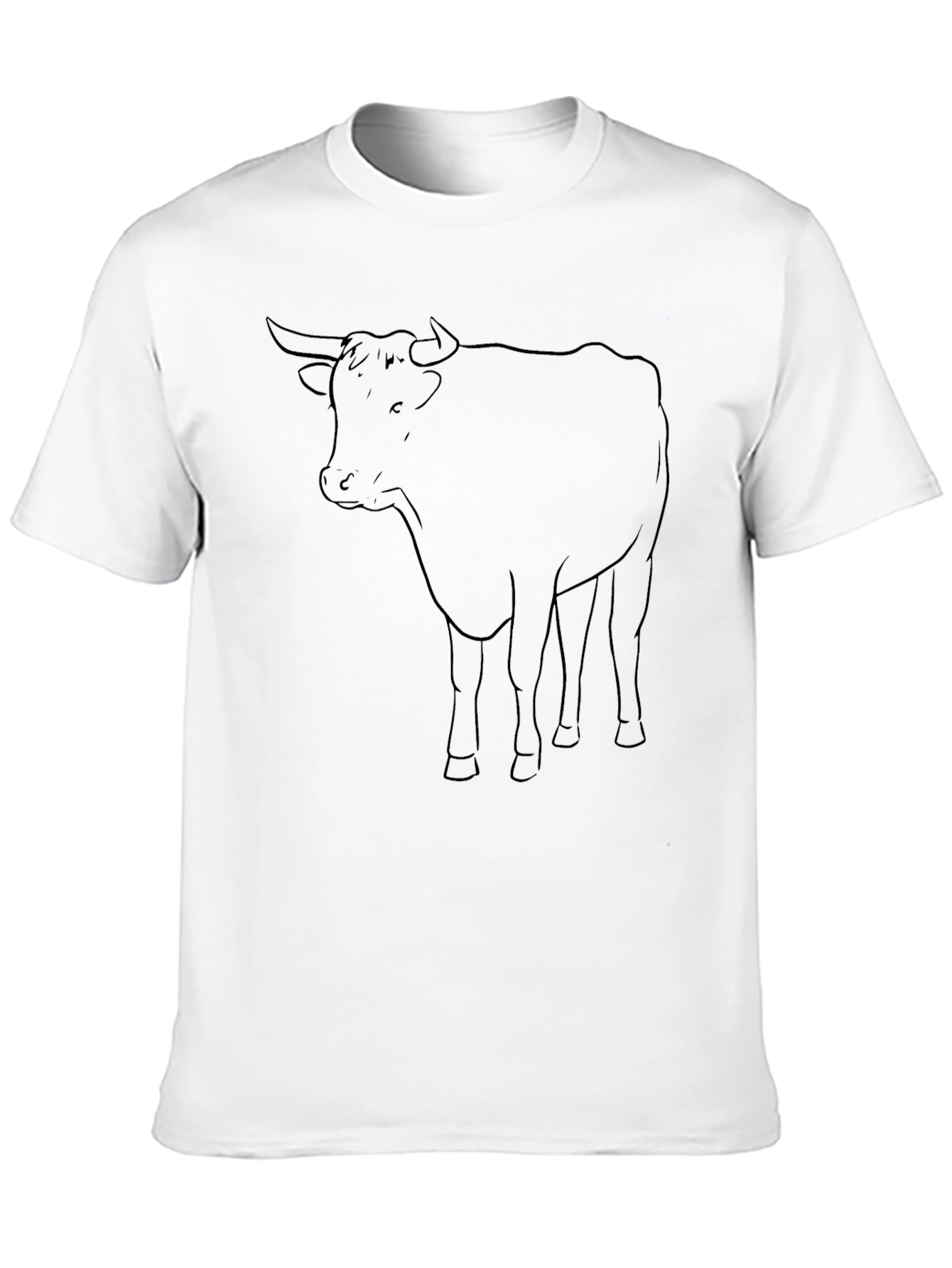 Black Bull Outline Graphic Tee - Casual Style