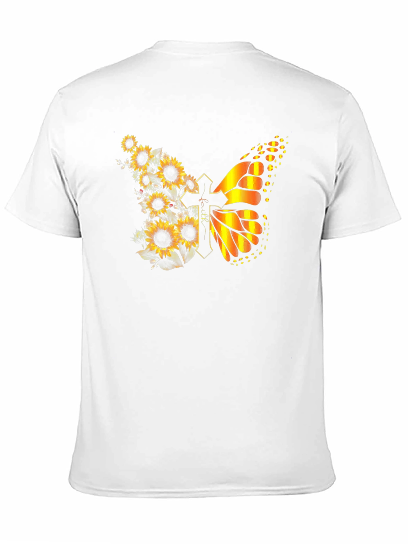 Sunflower Butterfly Faith Cross T-Shirt
