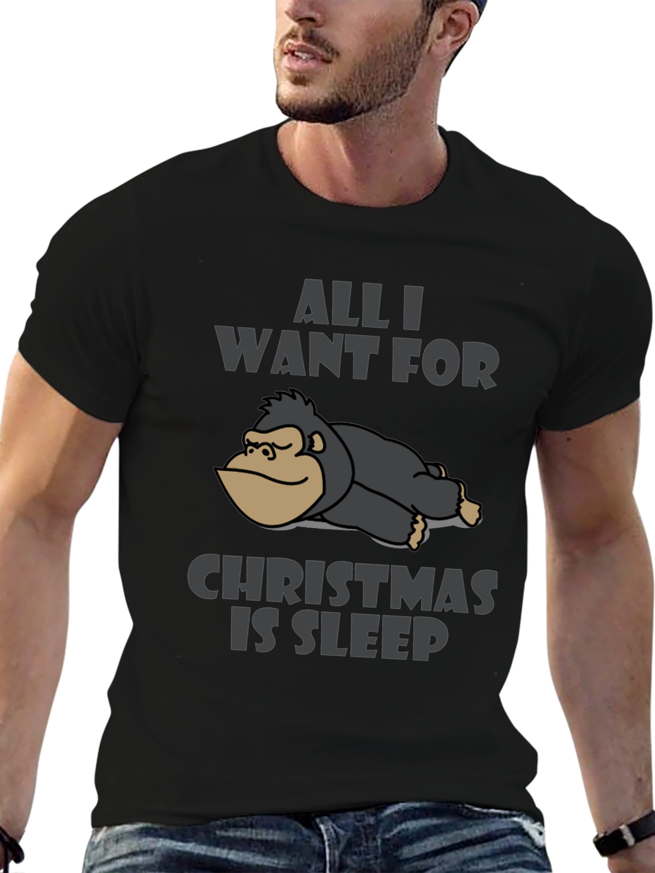 Sleepy Gorilla Christmas T-Shirt