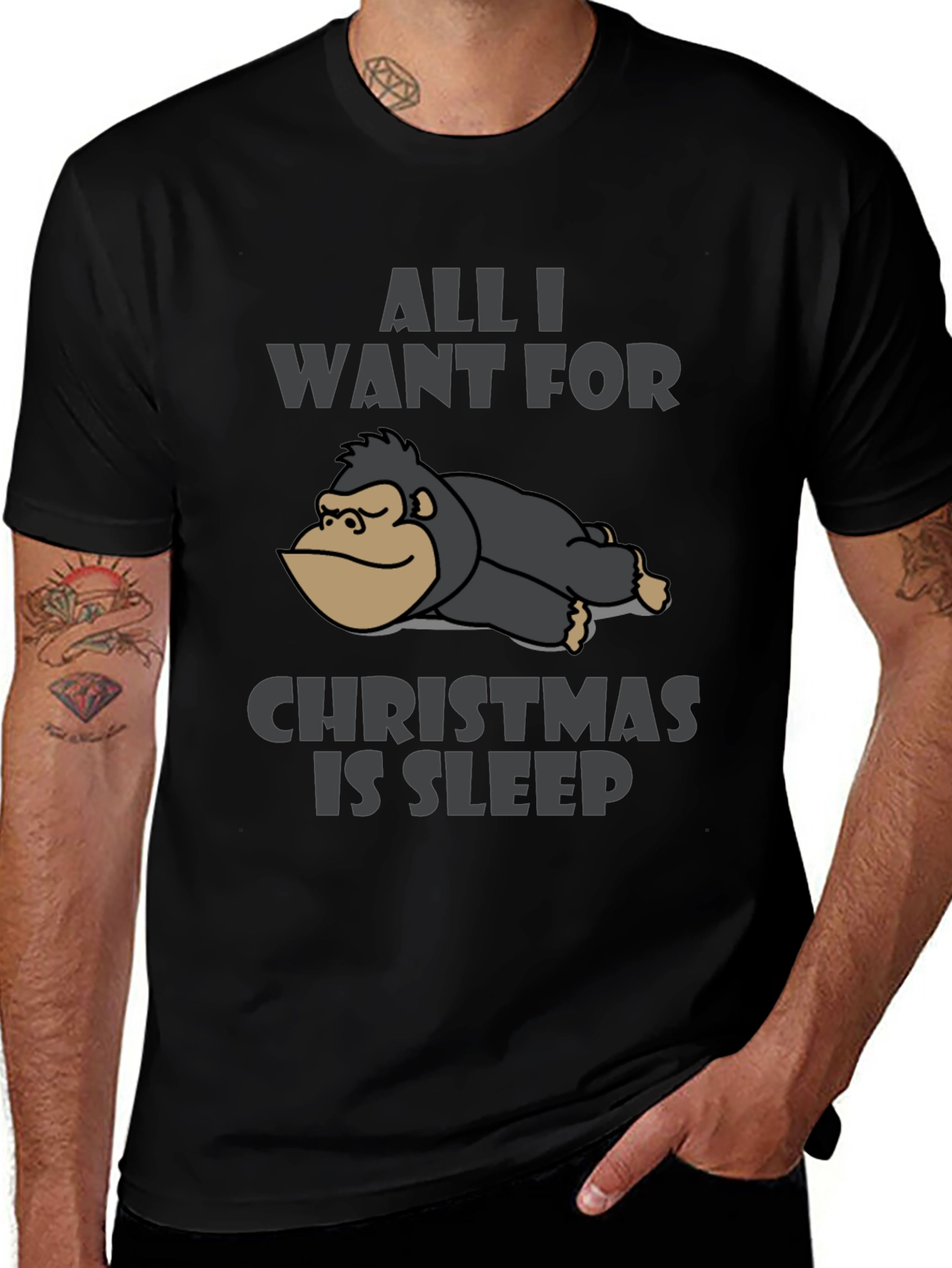 Sleepy Gorilla Christmas T-Shirt
