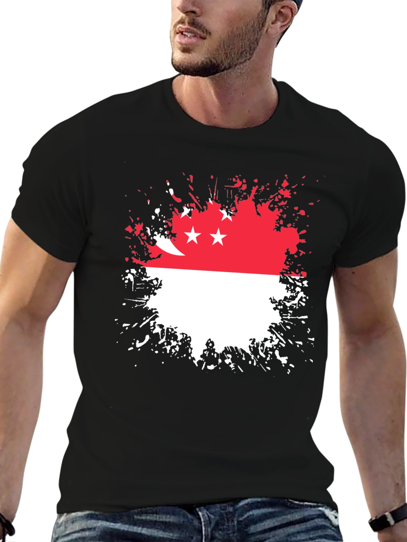 Singapore Flag Splatter T-Shirt