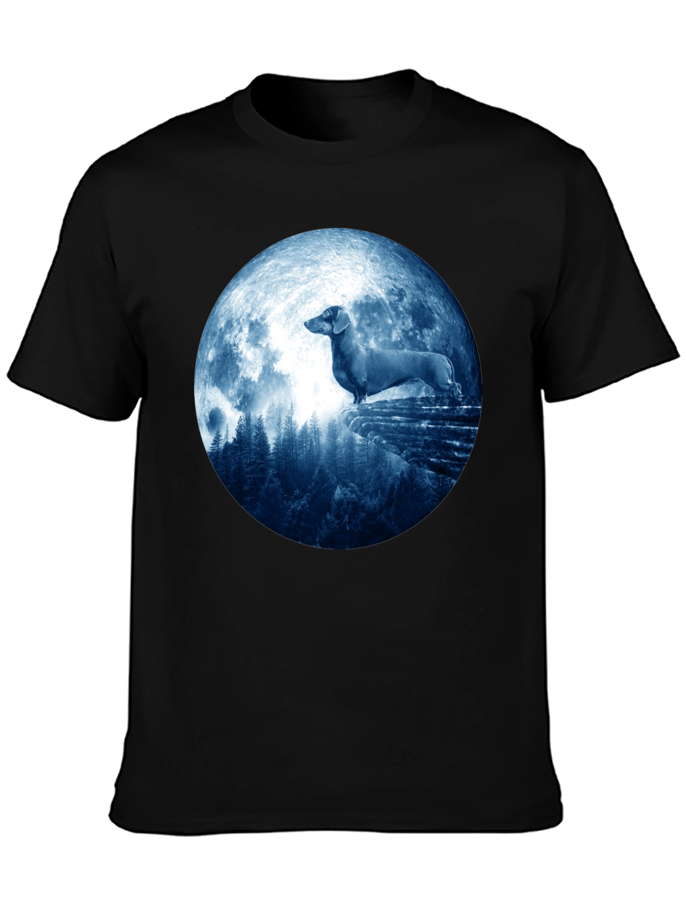 Dachshund Moon T-Shirt - Canine Silhouette Tee