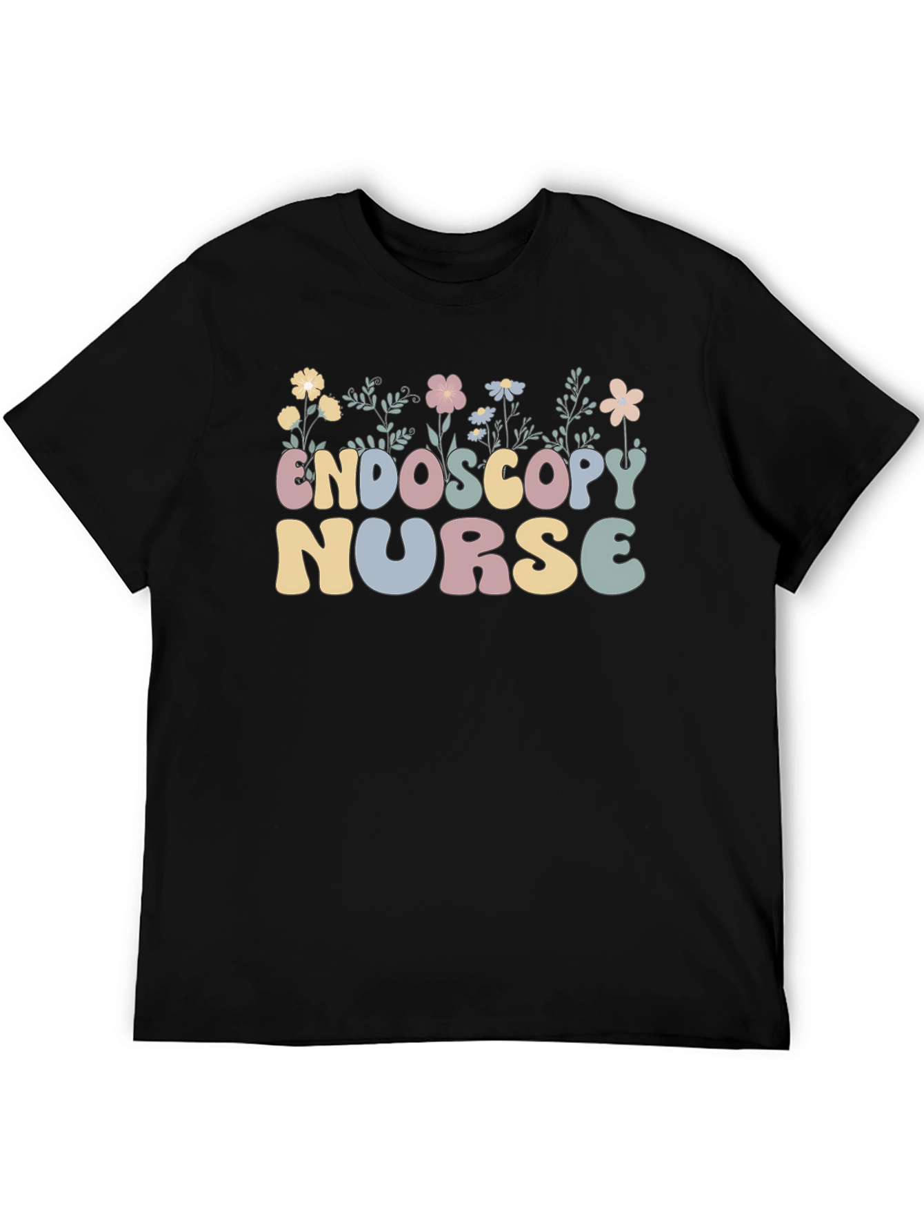Endoscopy Nurse Floral Black T-Shirt