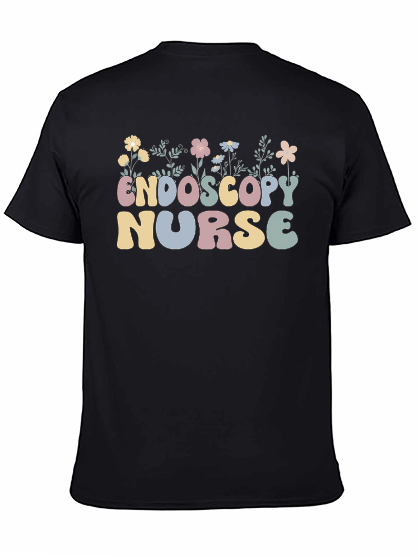 Endoscopy Nurse Floral Black T-Shirt