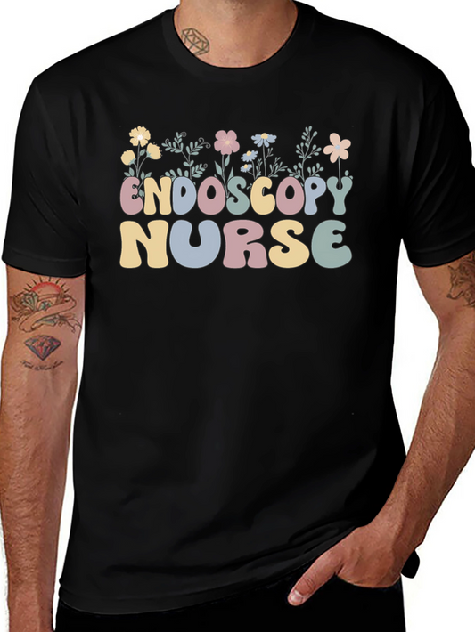 Endoscopy Nurse Floral Black T-Shirt