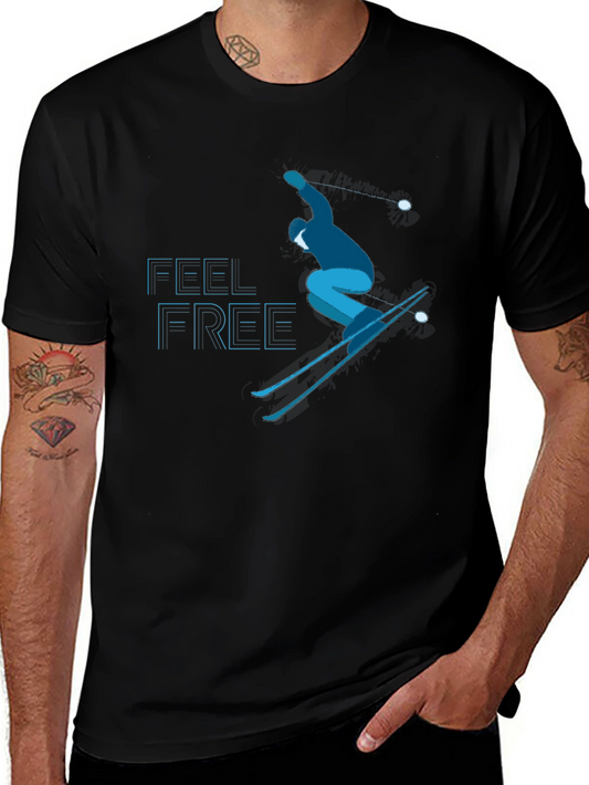 Feel Free Skiing T-Shirt - Black Graphic Tee