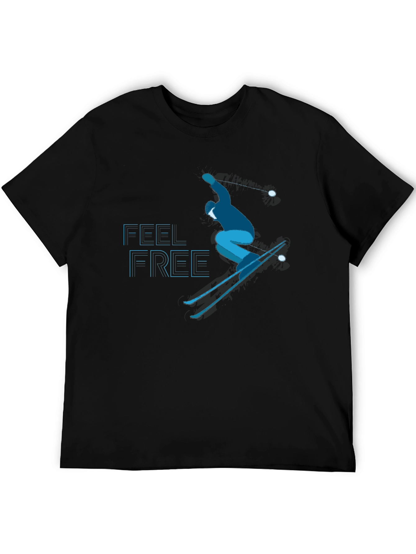 Feel Free Skiing T-Shirt - Black Graphic Tee