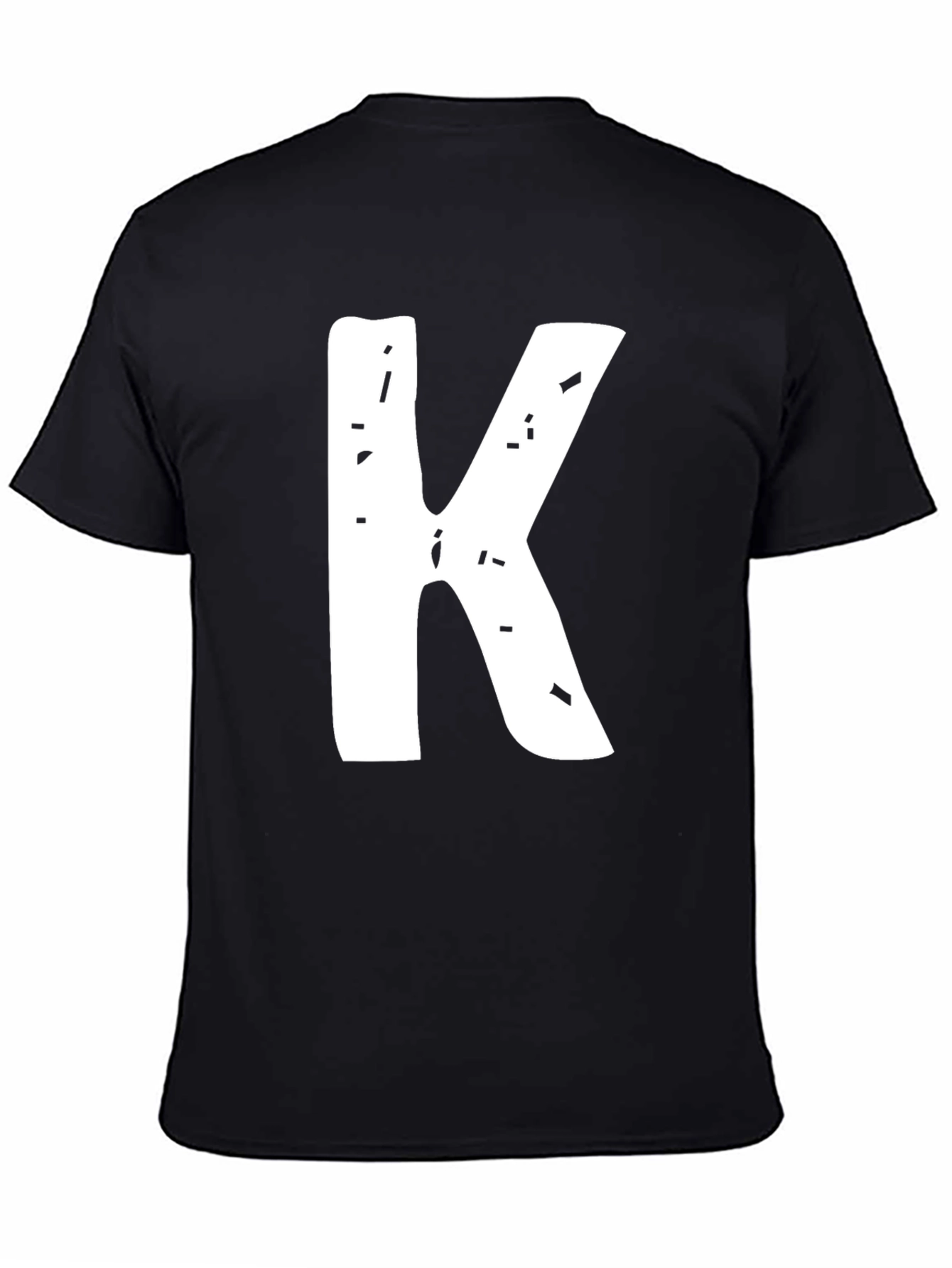 Letter K Black T-Shirt - Distressed Graphic Tee